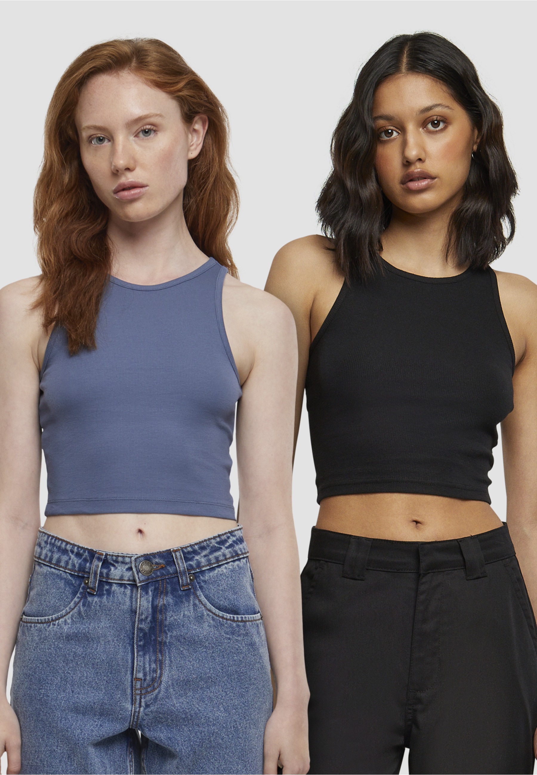 URBAN CLASSICS Tanktop »Urban Classics Damen Ladies Cropped Rib Top 2-Pack« 1 Stk.