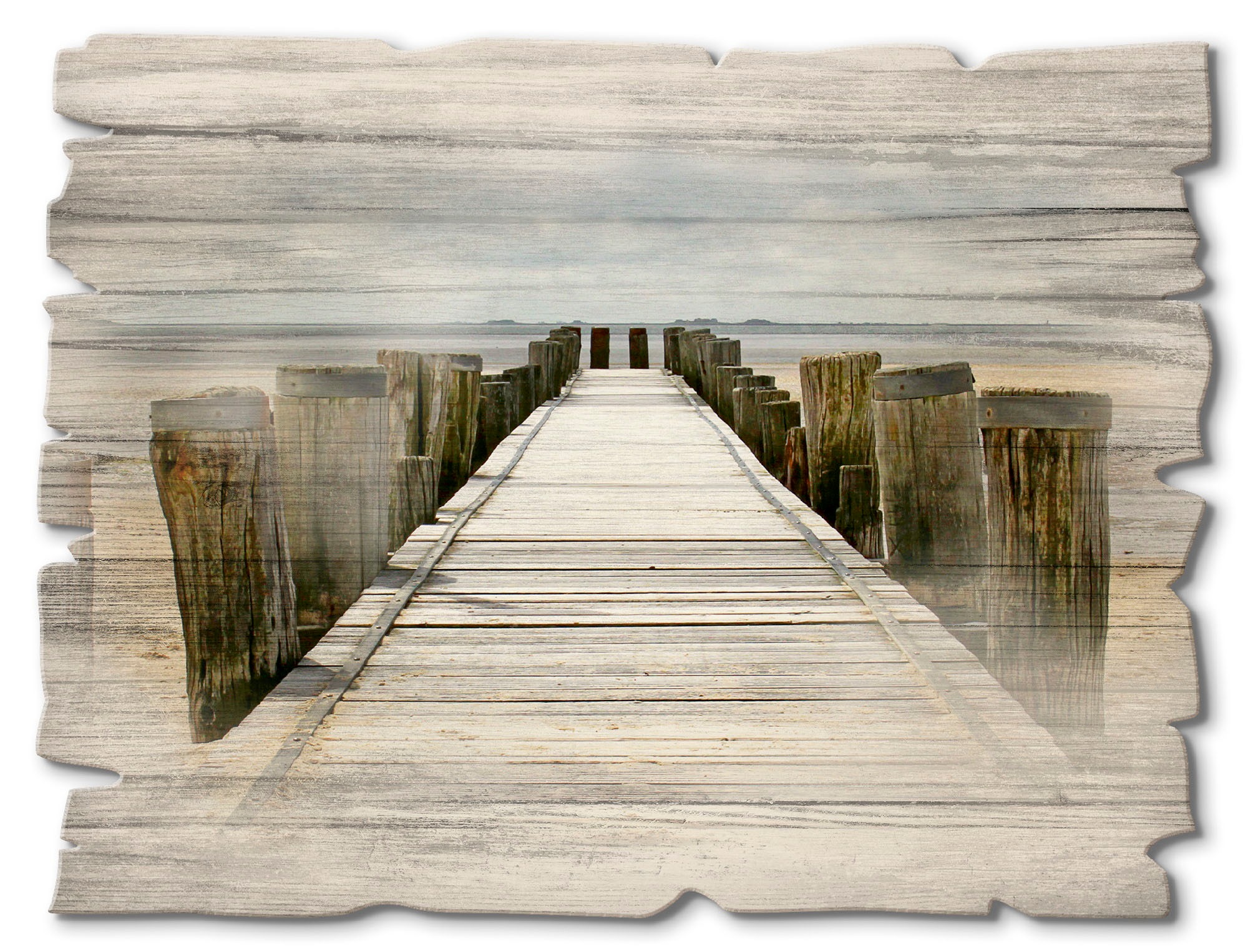 Artland Holzbild "Steg ins Watt", Strand, (1 St.)