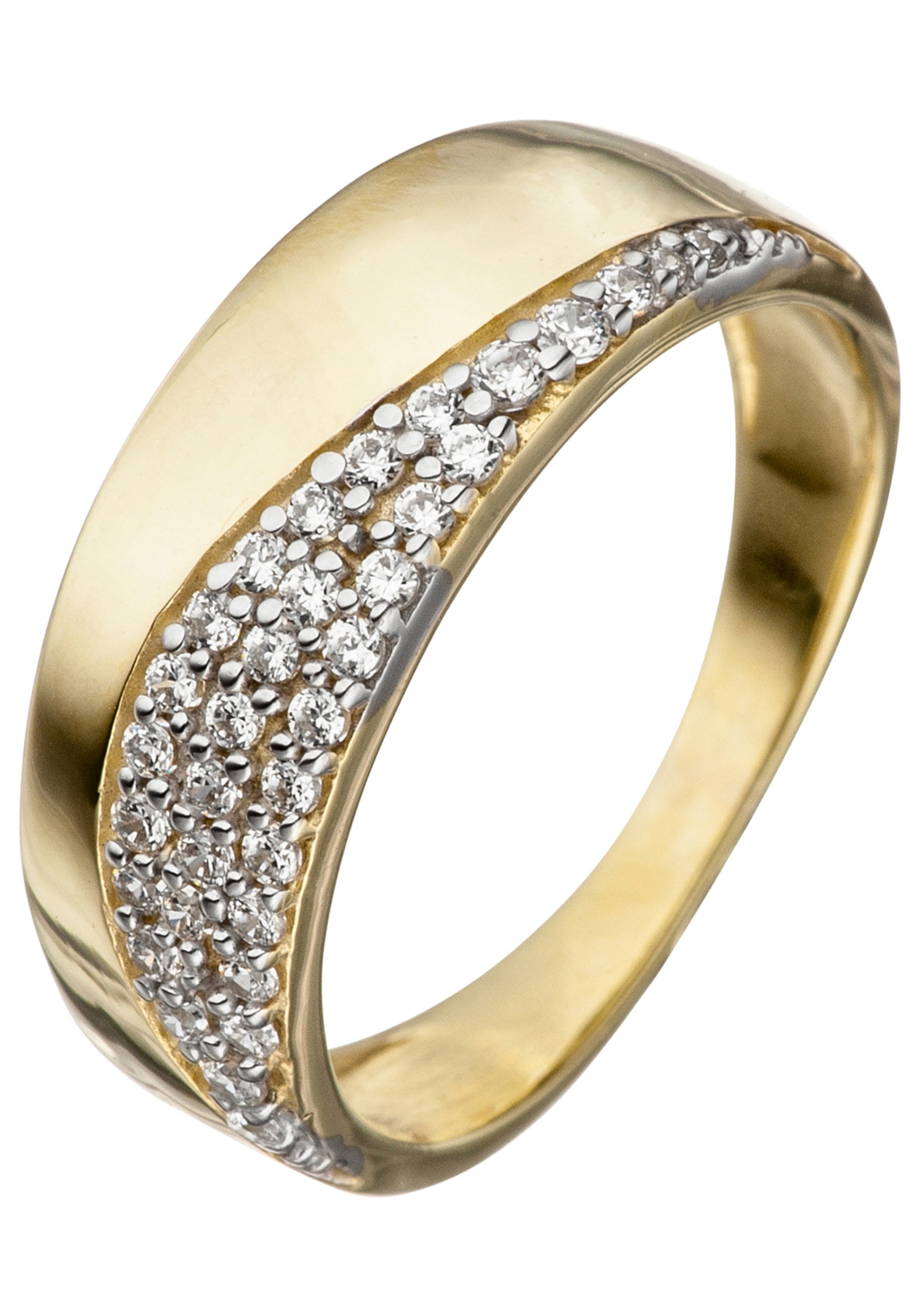 Goldring JOBO Gr. 50, gold (gelbgold 333), Fingerringe, Damen, 50, Gelbgold 333, Goldring, 333 Gold mit 34 Zirkonia