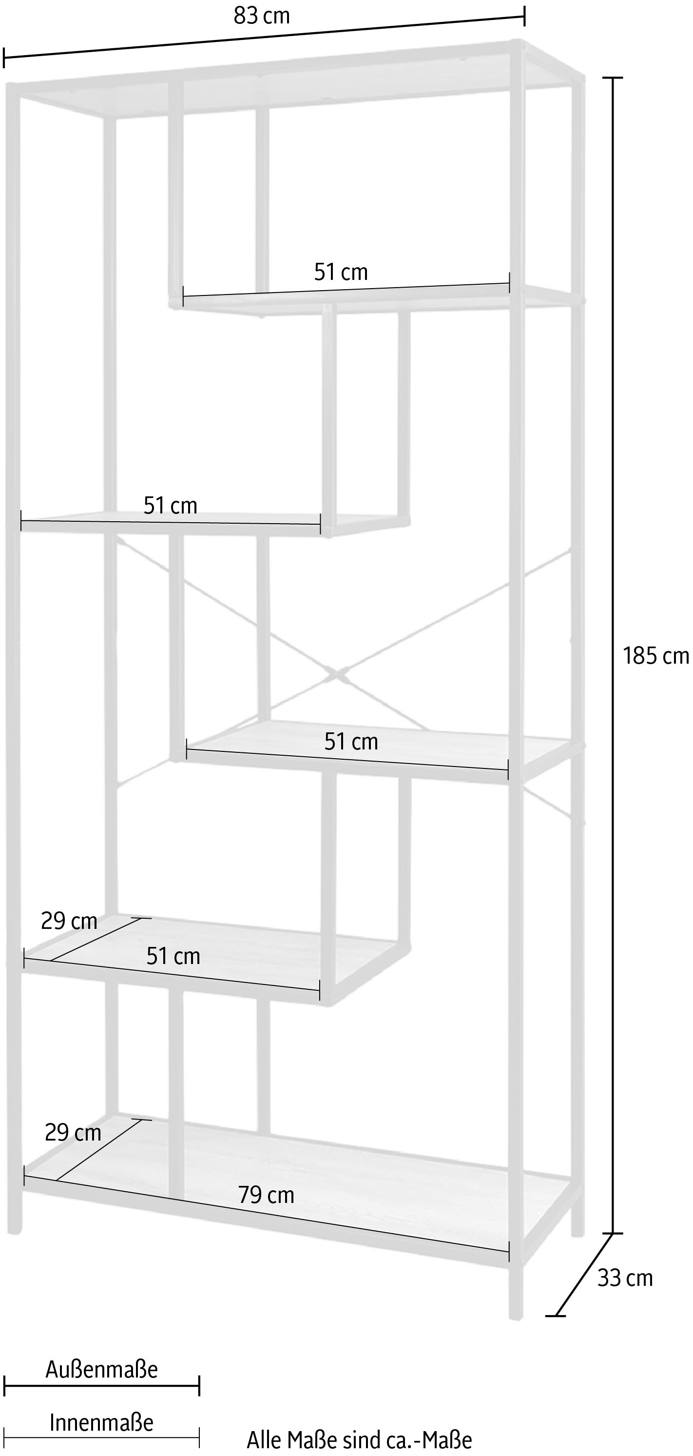 INOSIGN Standregal, 6 asymmetrische Böden