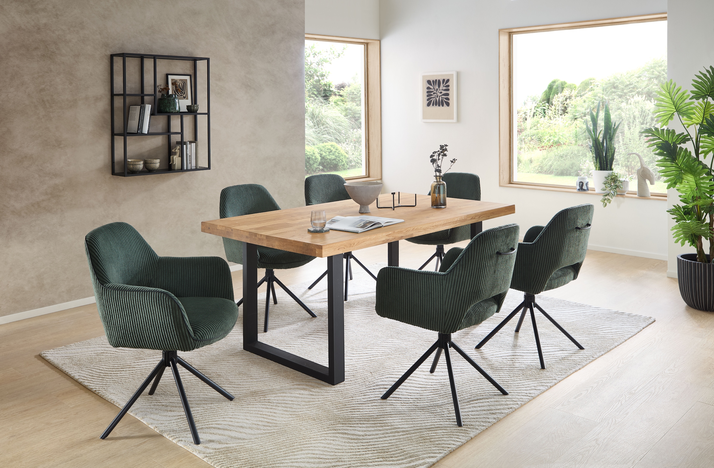Stolkom Esstisch »Chris Esszimmertisch Eiche Massivholz, BxHxT 110x47x70 cm«, Gerade Kante, Industrial Style Eiche Massivholz