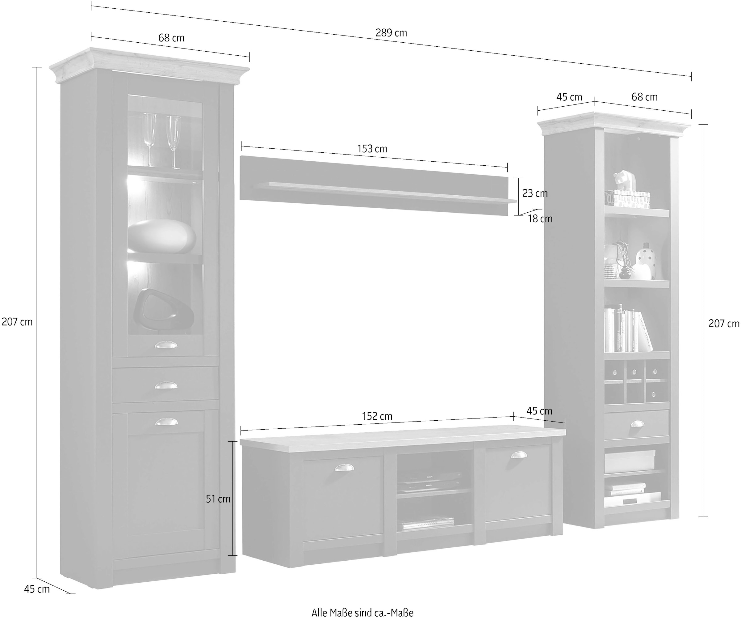 (Set, Wohnwand ohne 4 affaire Beleuchtung »Cambridge«, St.), Home BAUR |