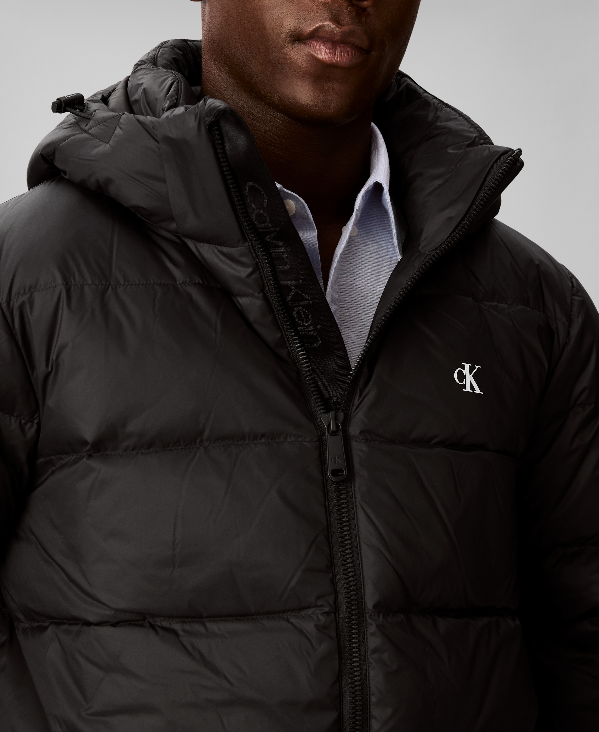Calvin Klein Steppjacke »LS NYLN ZP OFF HD DW« mit Kapuze Kapuze, Regular Fit, warm wattiert
