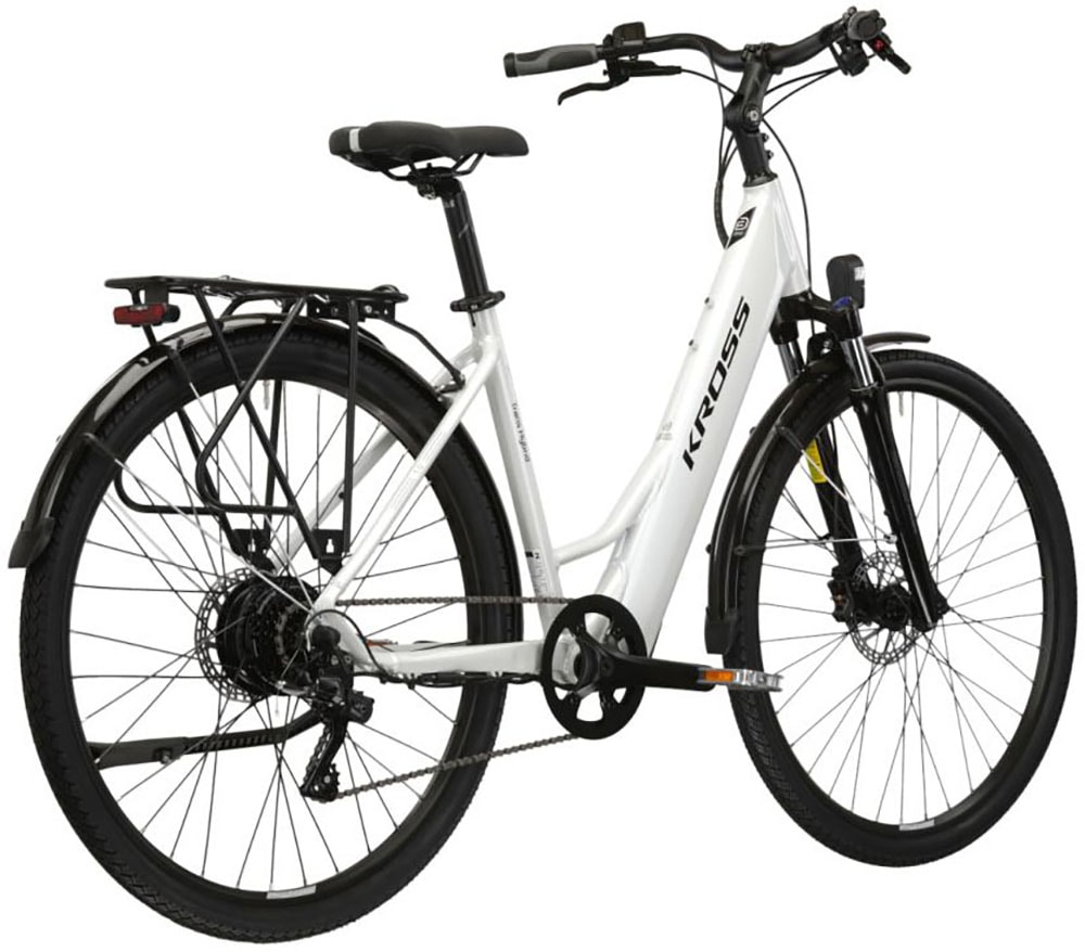 Kross E-Bike »KROSS E-Trekkingrad Trans Hybrid LS 1.0 28 Zoll weiß«, 8 Gang, microSHIFT, ACOLYTE M5185M, Heckmotor 250 W