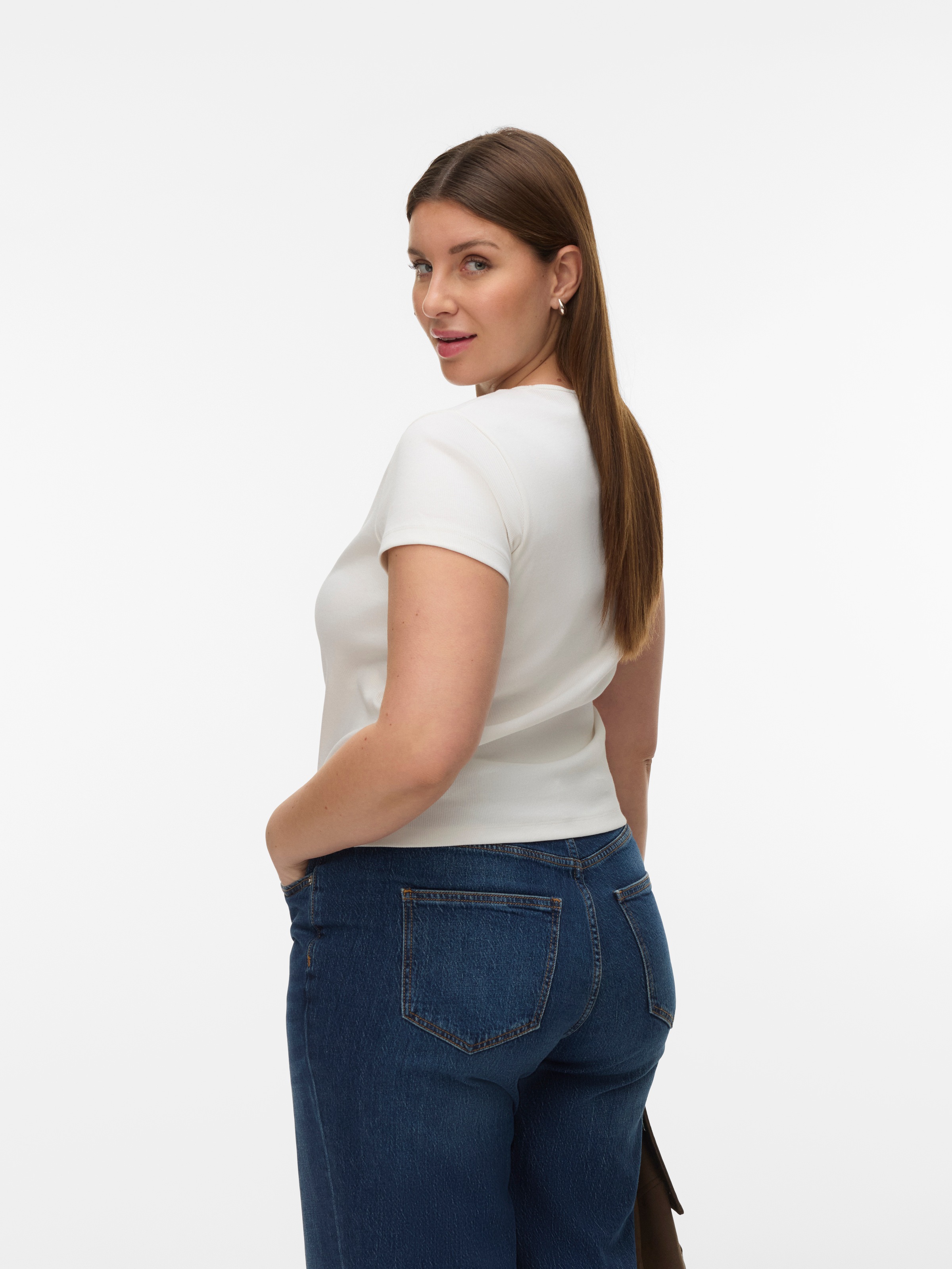 Vero Moda Curve T-Shirt "VMCHLOE SS SHORT TOP GA JRS NOOS CUR" Baumwollmisc günstig online kaufen