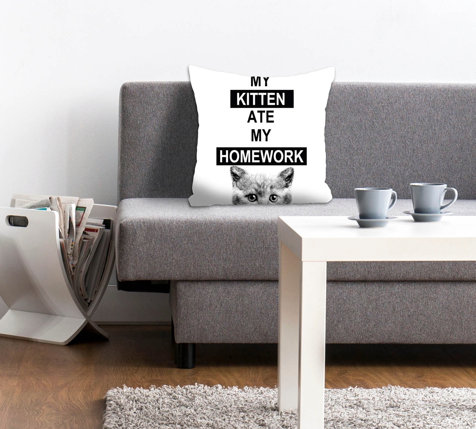queence Dekokissen "My Kitten ate my Homework" mit Schriftzug und Kätzchen, günstig online kaufen