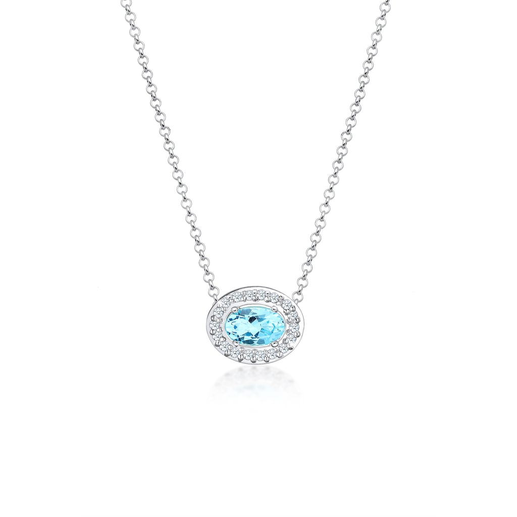 Elli DIAMONDS Collierkettchen »Topas Blau Oval Diamanten (0.18 ct.) 925 Silber«