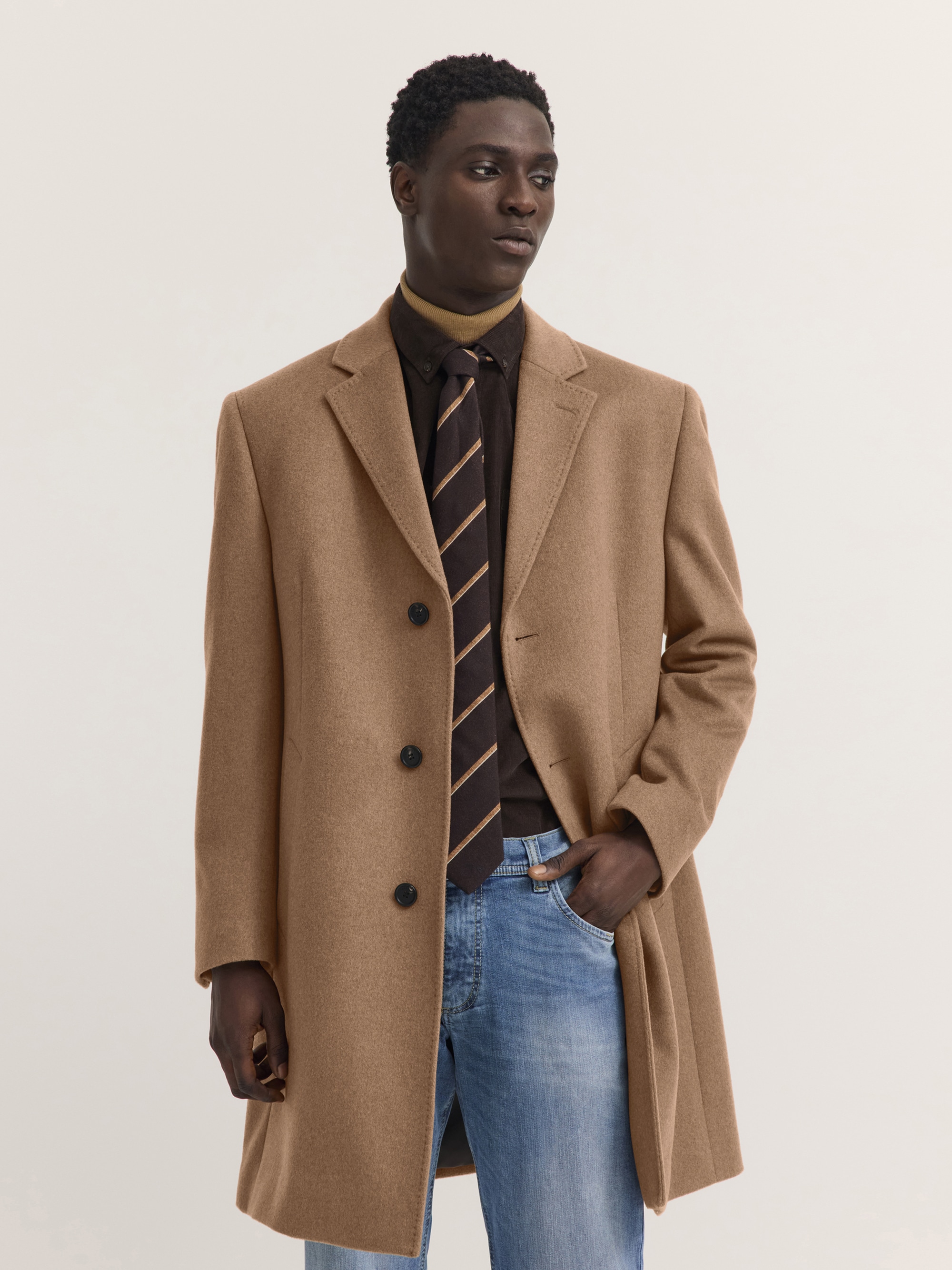 bugatti Kurzmantel "Modern Fit" Modern Fit Woll-Kaschmir Reverskragen