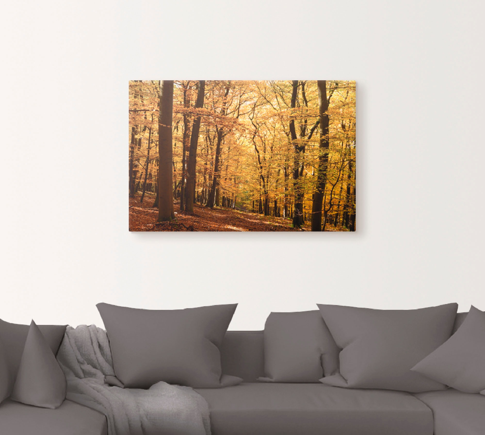 Artland Wandbild »Spaziergang im Herbstwald«, Wald, (1 St.), als Alubild, Outdoorbild, Leinwandbild, Poster in verschied. Größen