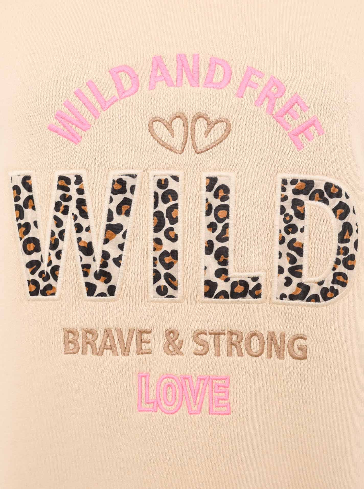 Zwillingsherz Sweater »"Wild and Free"«, mit Used-Look Kanten, Leo Details und Stickerei