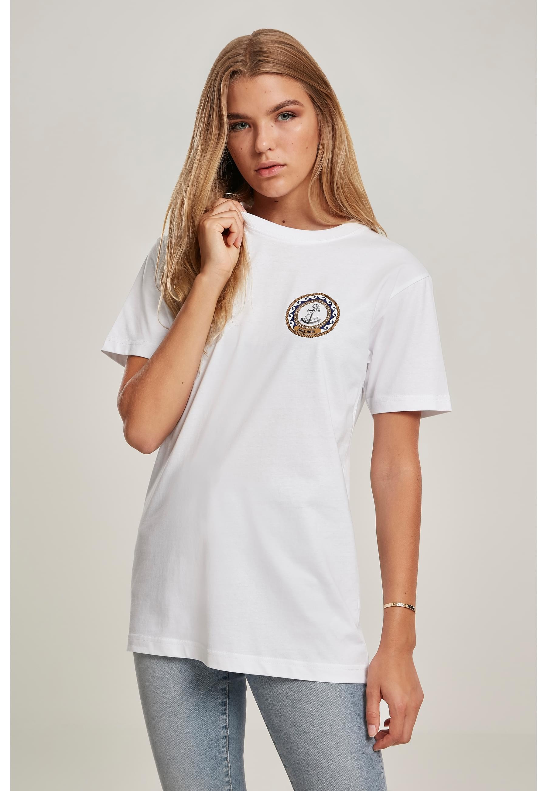 MisterTee Kurzarmshirt »MisterTee Damen Ladies Moin Moin Tee«, (1 tlg.)