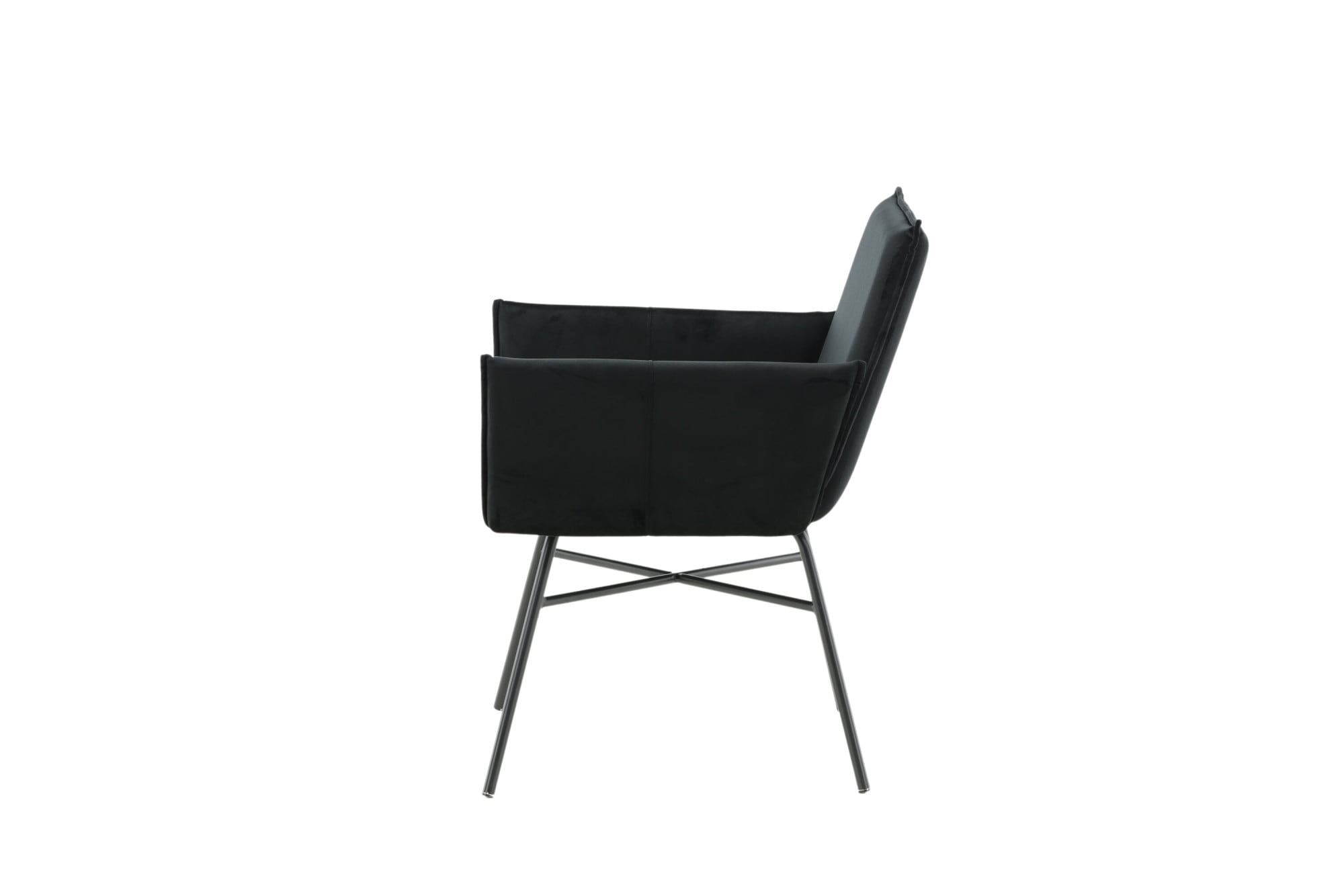 Venture Home Esszimmerstuhl »Petra, gepolsterter Esszimmerstuhl in elegantem Schwarz-Samt, 200 kg« () Polsterstuhl, weicher Bezug, schwarze Stahlbeine, nordisch