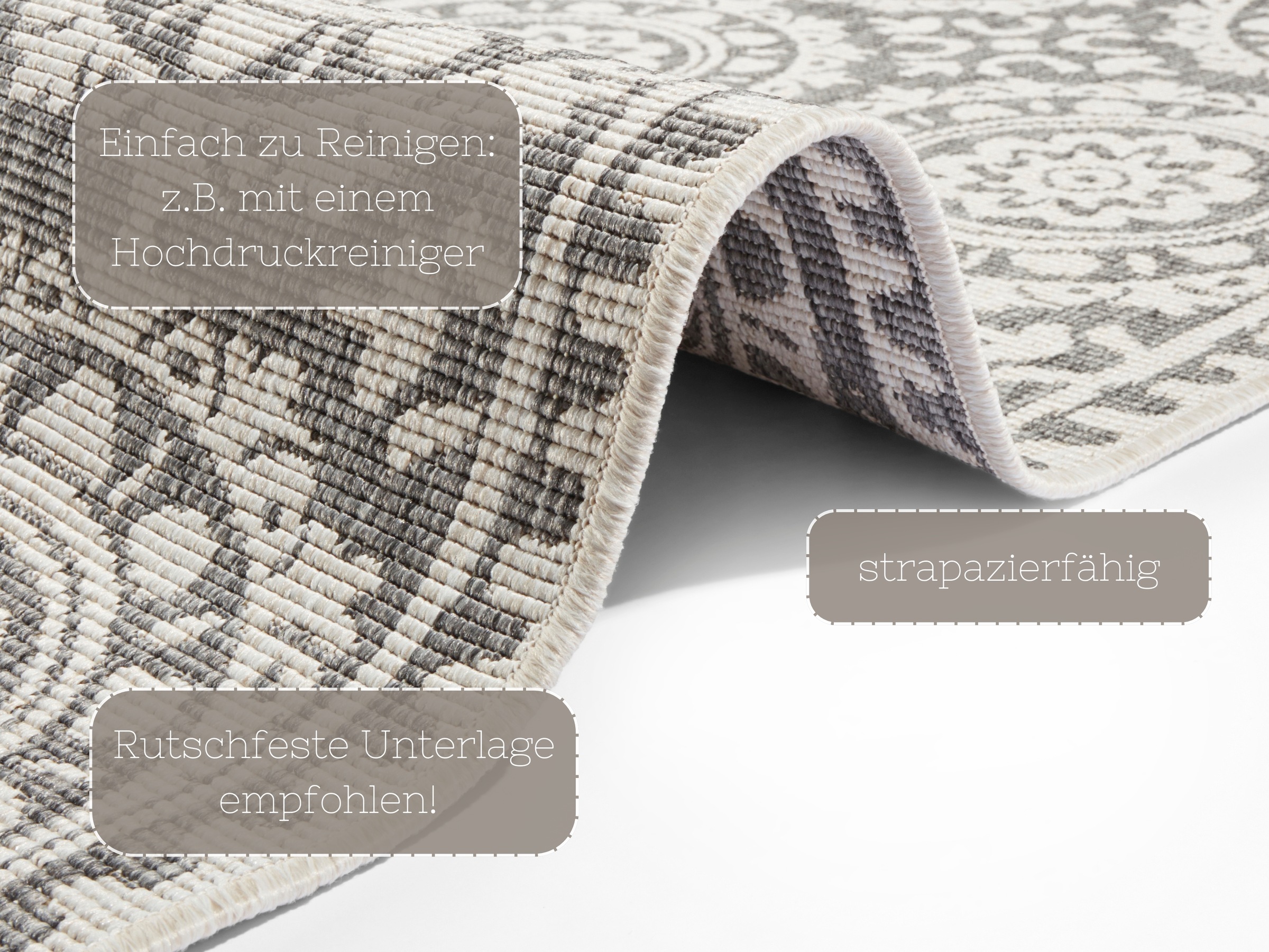 NORTHRUGS Läufer »Jardin«, rechteckig, 5 mm Höhe, Wendeteppich, In-& Outdoor, Vintage, Balkon, Garten, Wohnzimmer, Flur