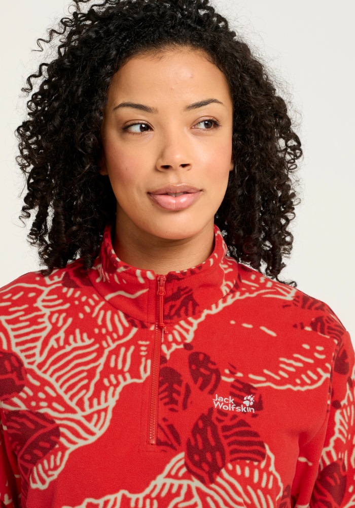 Jack Wolfskin Stehkragenpullover »PAW ERA 100 PRINT HZ W« Fleecepullover, weich, komfortabel