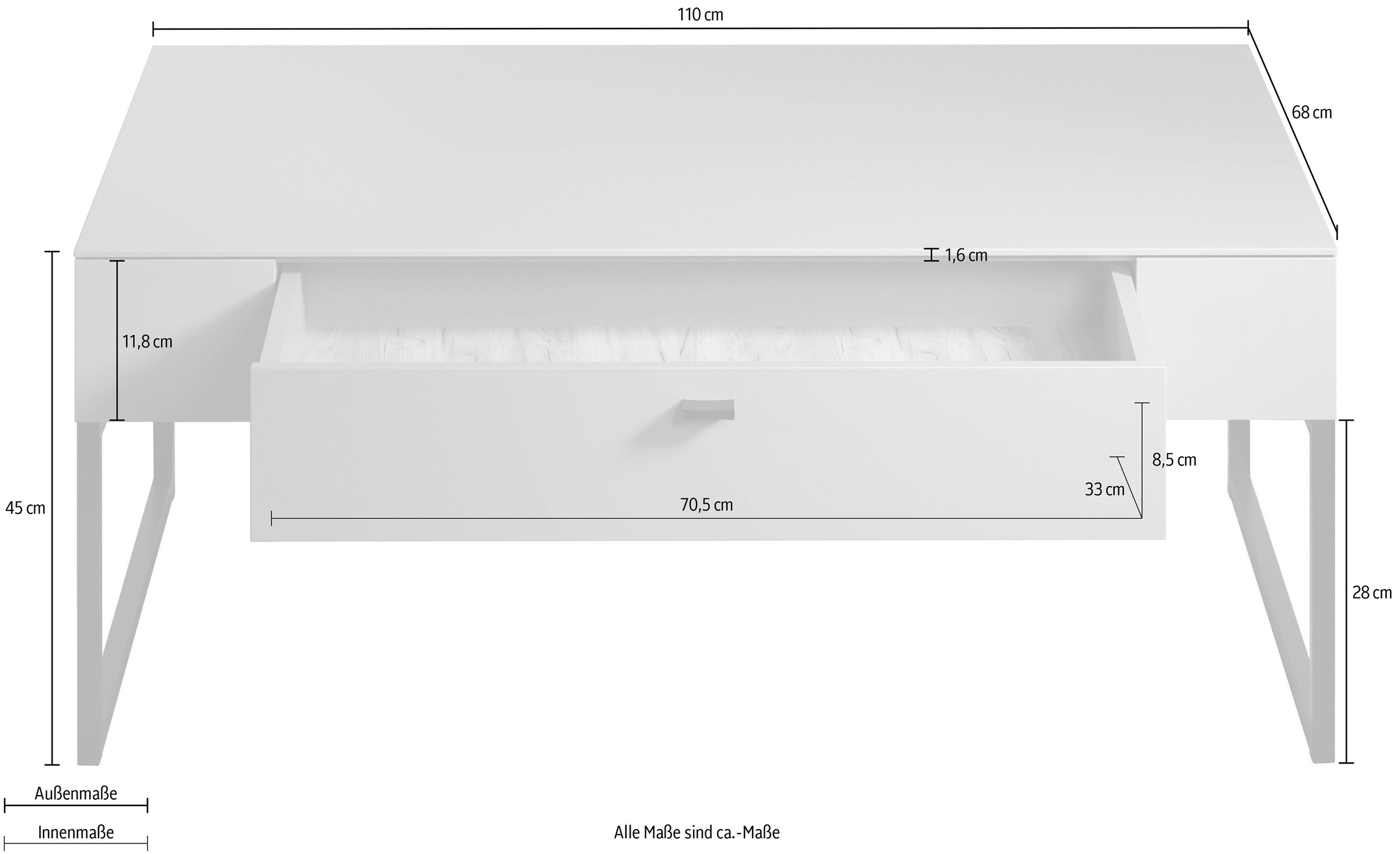 Home affaire Couchtisch »San Pedro« 1 Stk. tlg. Couchtisch mit 1 Schub.K, Soft-Close & Unterflurauszug 110/68/45 cm