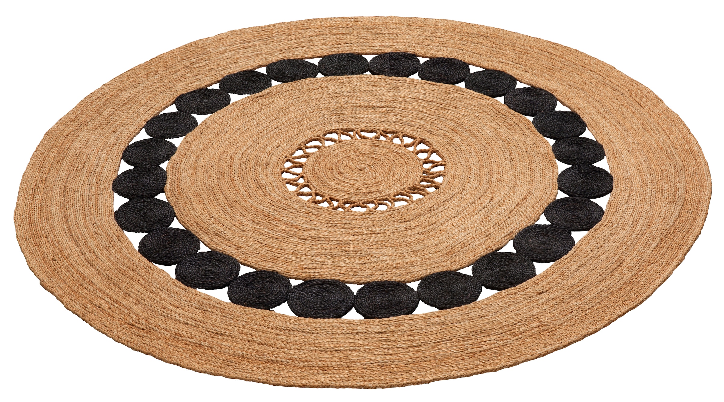 my home Teppich »Naturala, Jute-Teppich, handgefertigt«, rund, 5 mm Höhe, reines Naturprodukt, Jute, Boho, Wendeteppich, Wohnzimmer, Esszimmer