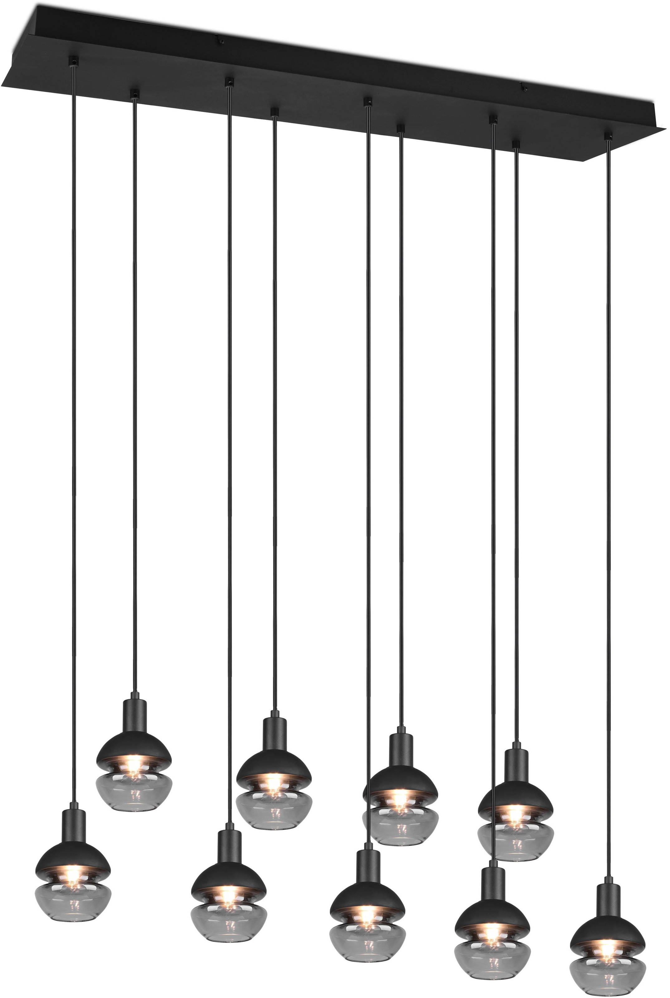 TRIO Leuchten Pendelleuchte »Mela«, 9 flammig, Leuchtmittel E14 | ohne Leuchtmittel, Hängelampe 5-flammig Glasschirm, exkl 9xE14 max 25W höhenverstellbar