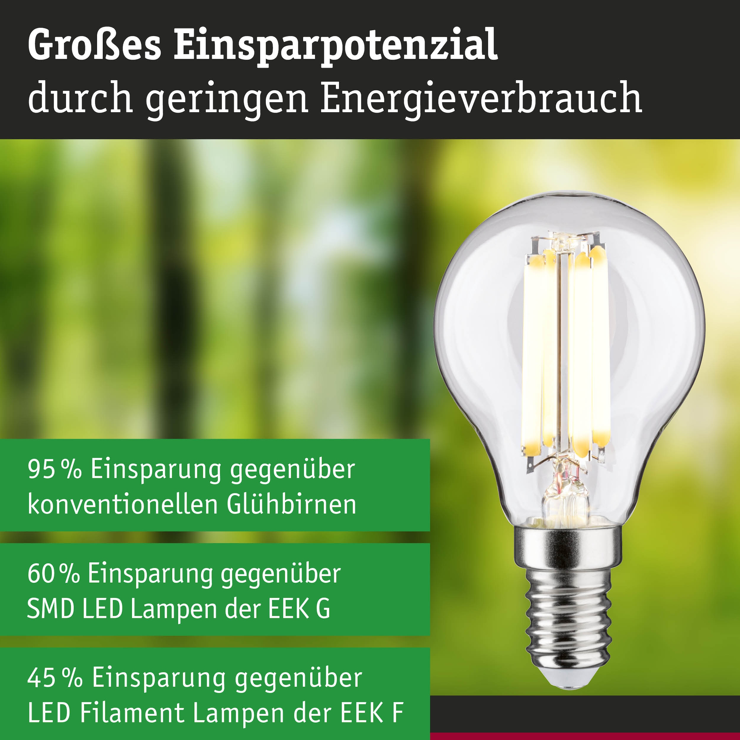 Paulmann LED-Leuchtmittel »Efficient-Line Filament 230V LEDTropfen E14 1St. 525lm 2,5W 3000K Klar« E14 1 Stk. Warmweiß