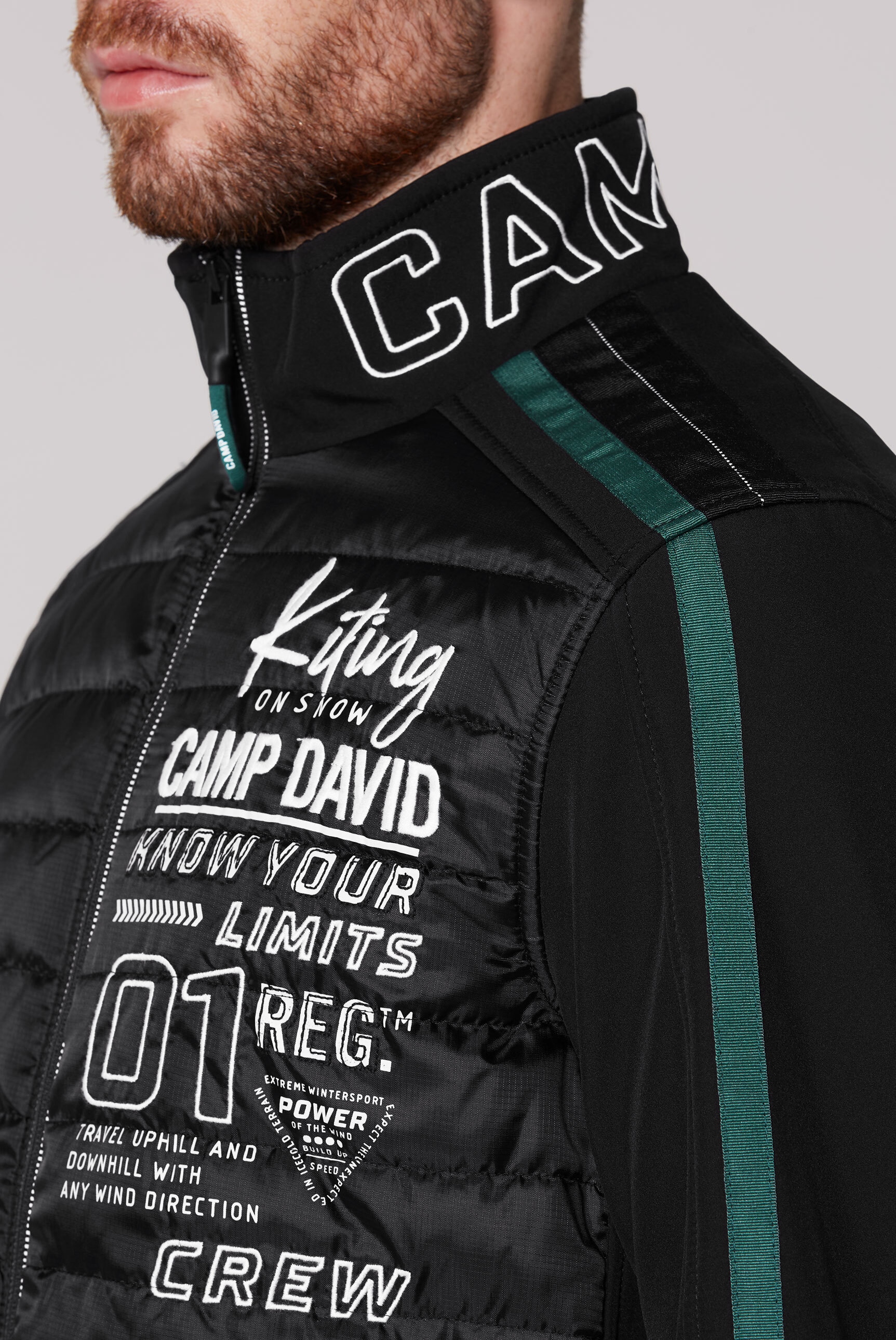 CAMP DAVID Softshelljacke, ohne Kapuze, mit verstellbarem Gummizug im Saum