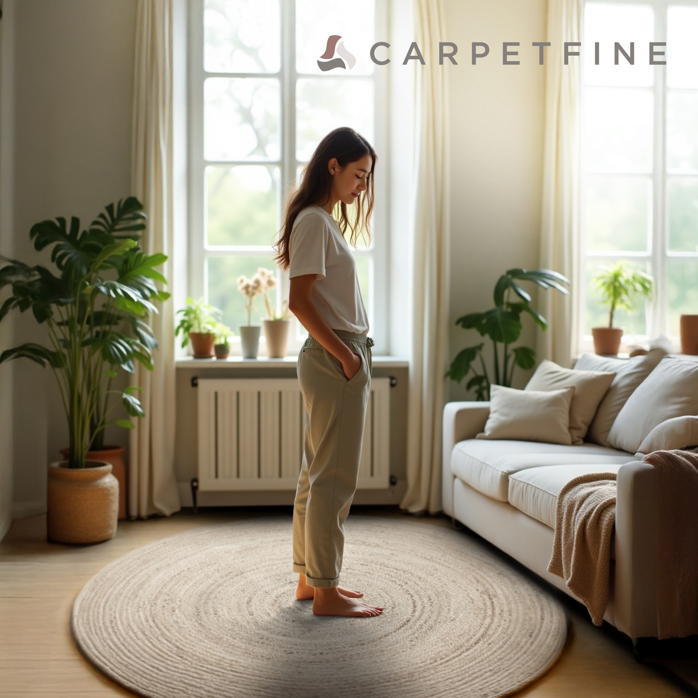 carpetfine Teppich »Nele Juteteppich Naturfaser«, rund, 6 mm Höhe, geflochtener Wendeteppich aus 100%Jute, in rund und oval, viele Größen