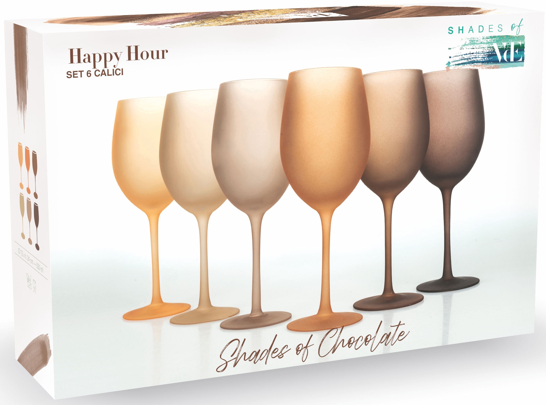 Villa d'Este Weinglas »Happy Hour Chocolate«, (Set, 6 tlg.), Gläser-Set, 6-teilig, Inhalt 550 ml