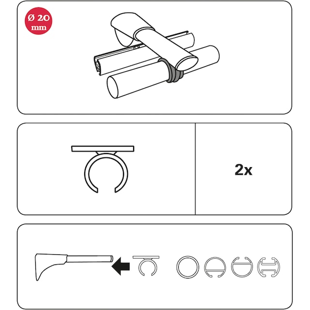 GARDINIA Verbinder »Ring-Adapter für Universalträger«, (2 St.), Serie  Einzelprogramm Chicago Ø 20 mm auf Rechnung | BAUR