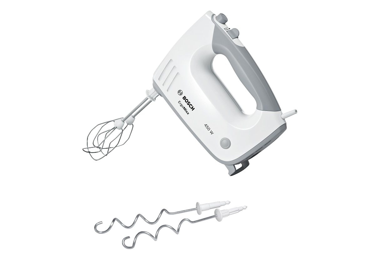 BAUR 2 »ErgoMixx 5 2 W, MFQ36400«, plus weiß | BOSCH Edelstahl-Knethaken, Stufen Turbobesen, 450 Handmixer Turbostufe,