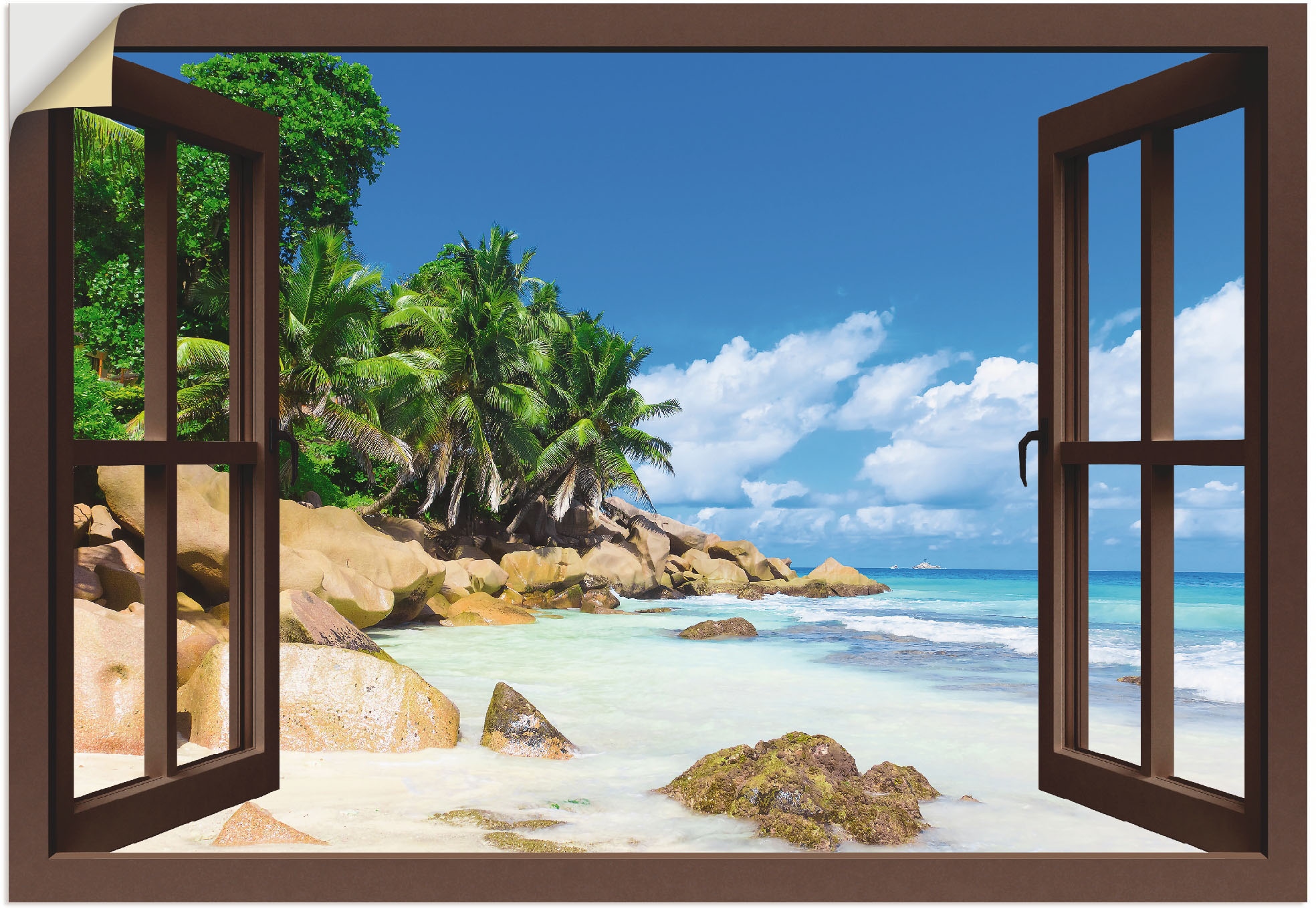 mit Wandbild Poster BAUR oder Alubild, Fenster«, in | Palmen Wandaufkleber versch. St.), Karibikbilder, »Küste Artland bestellen (1 Größen als durchs Leinwandbild,