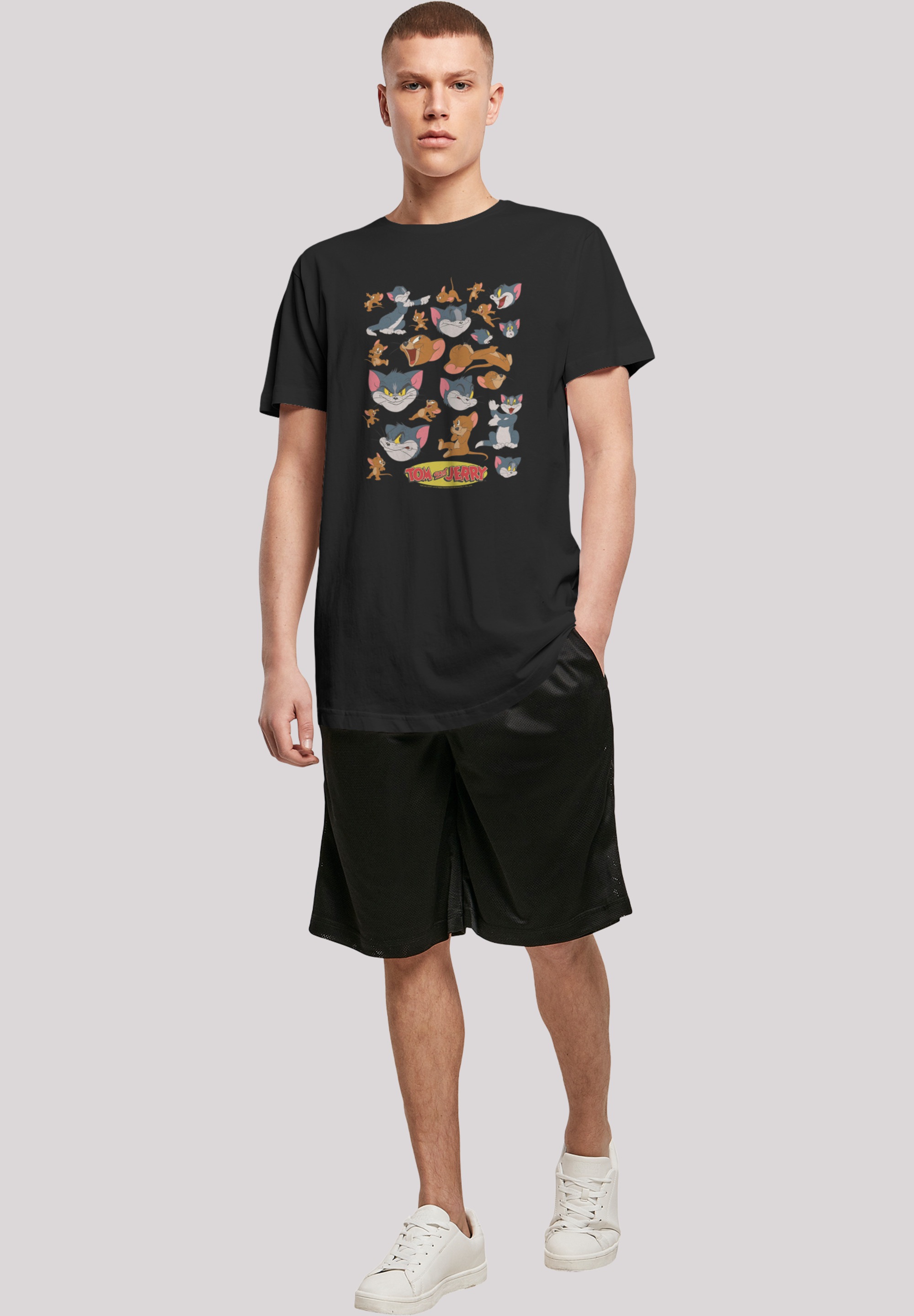 F4NT4STIC T-Shirt »Long Cut T-Shirt Tom and Jerry TV Serie Many Faces«, Herren,Premium Merch,Lang,Longshirt,Bedruckt