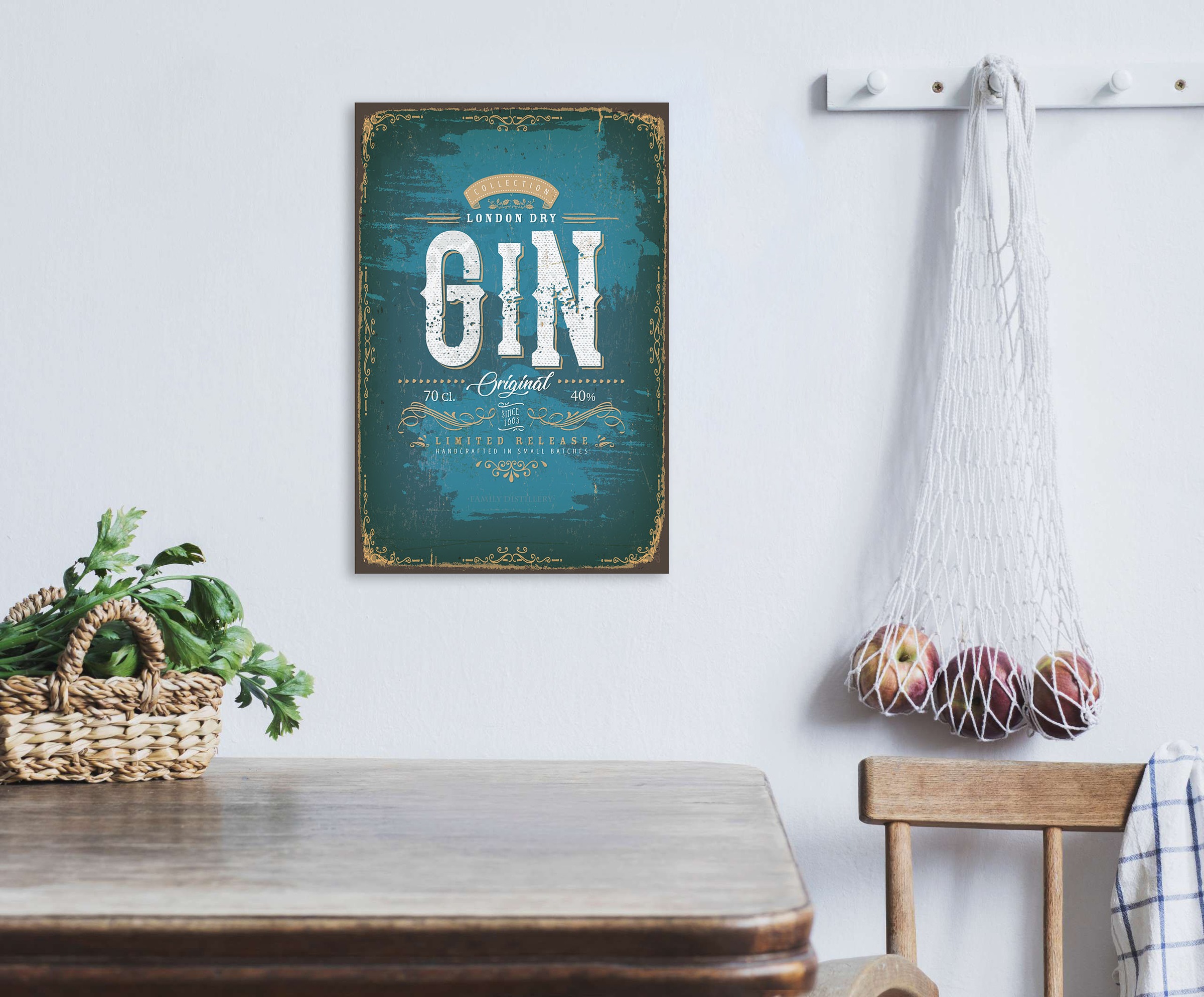 queence Metallbild "Gin", Sprüche-Schriftzug-Sprüche-Sprüche & Texte-Geträn günstig online kaufen