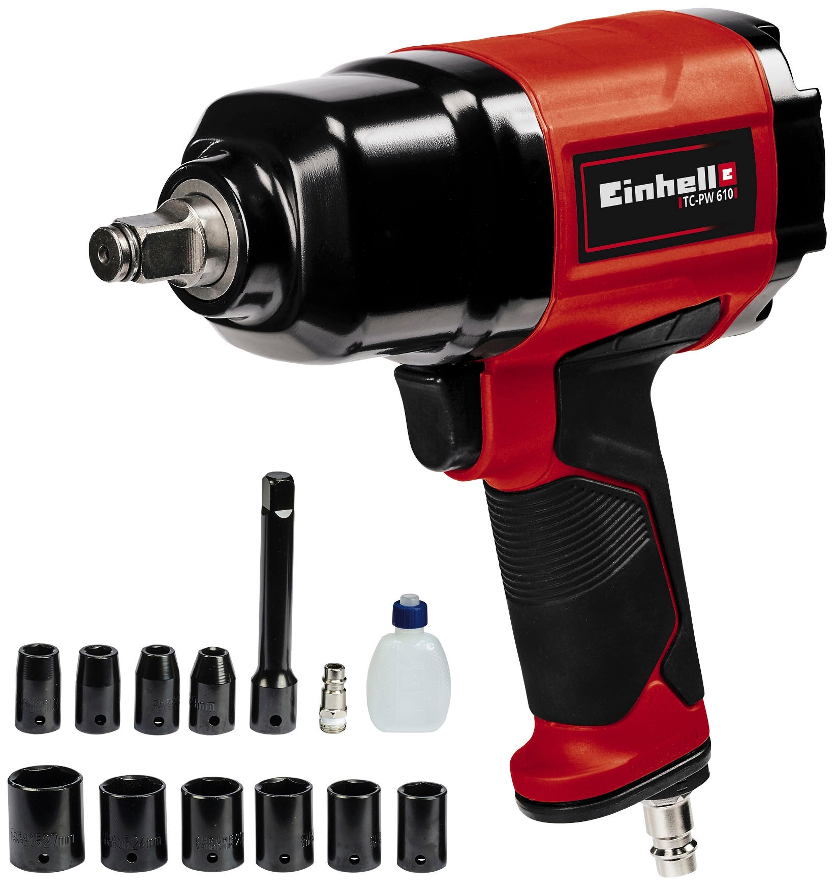 EINHELL Druckluft-Schlagschrauber "TC-PW 610", B:7,6cm H:19cm L:21cm, rot, Schrauber