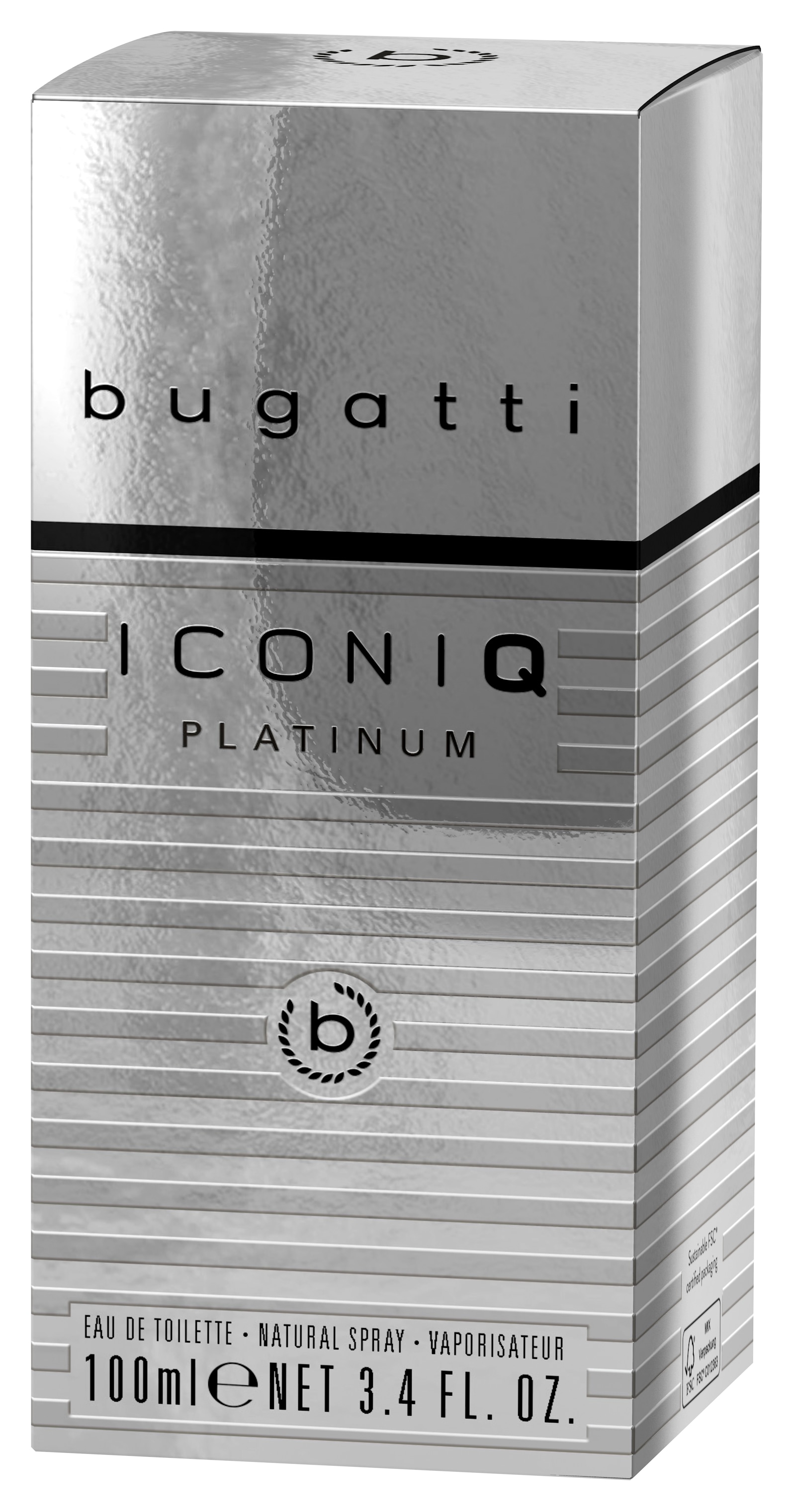 bugatti Eau de Toilette »bugatti ICONIQ PLATINUM for him EdT 100ml« holzig, würzig, Safran, Zedernholz, Amber