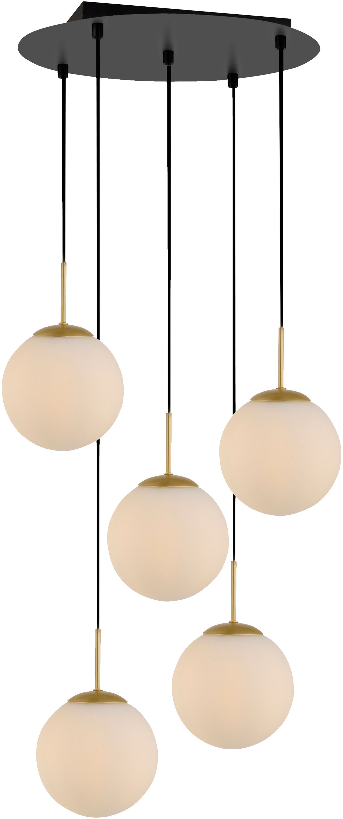 LeGer Home by Lena Gercke Deckenleuchte »Elorea - Pendellampe mit großen Glaskugeln« E14 1 Stk. opal matt weiß, schwarz gold, Pendelläge einstellbar, E14, Rondell