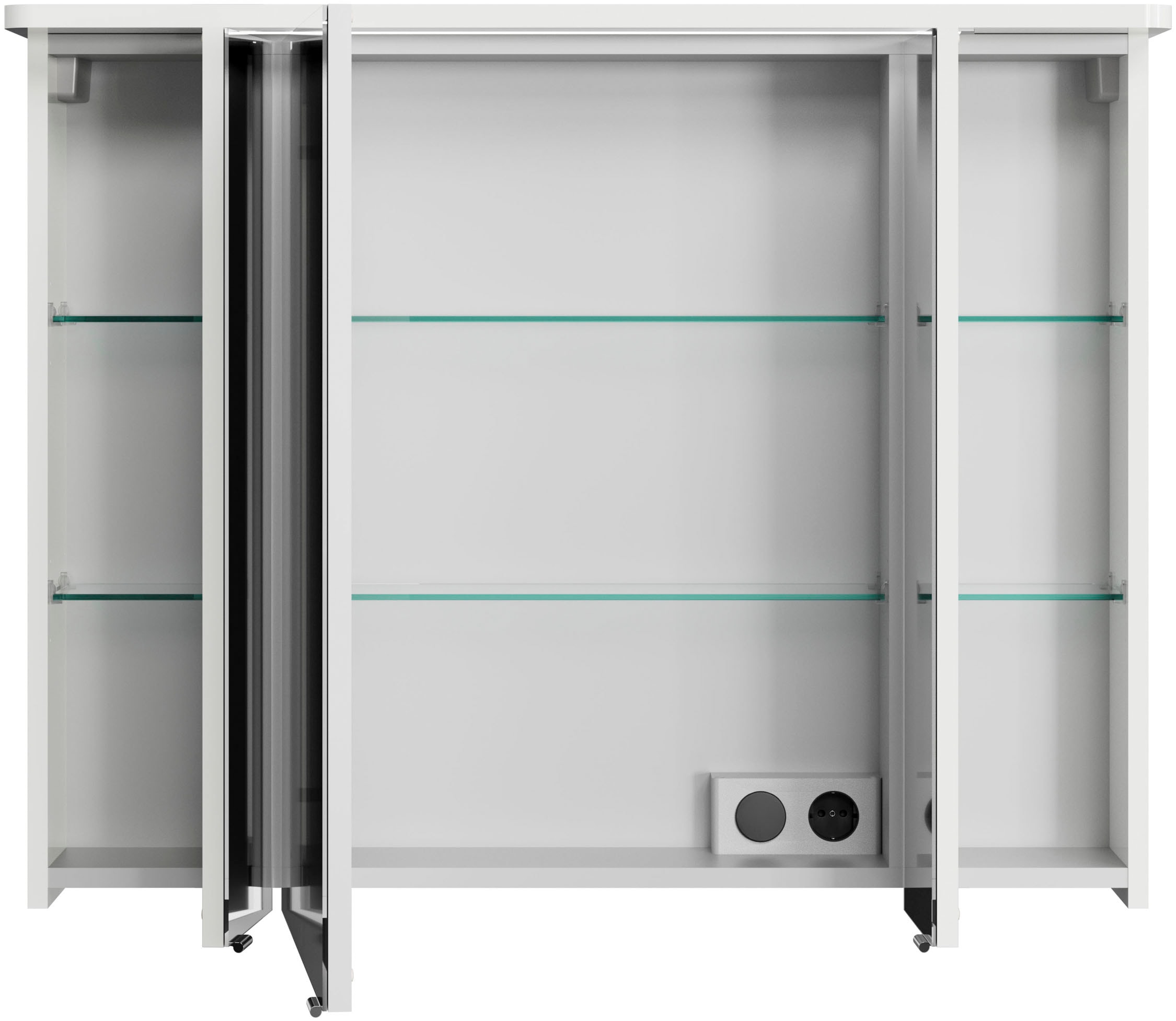Saphir Spiegelschrank »Serie 4005 Badezimmer-Spiegelschrank inkl. LED-Kranzbeleuchtung«, Badschrank 90 cm breit, 3 Türen, 6 Glas-Einlegeböden, inkl. Türdämpfer