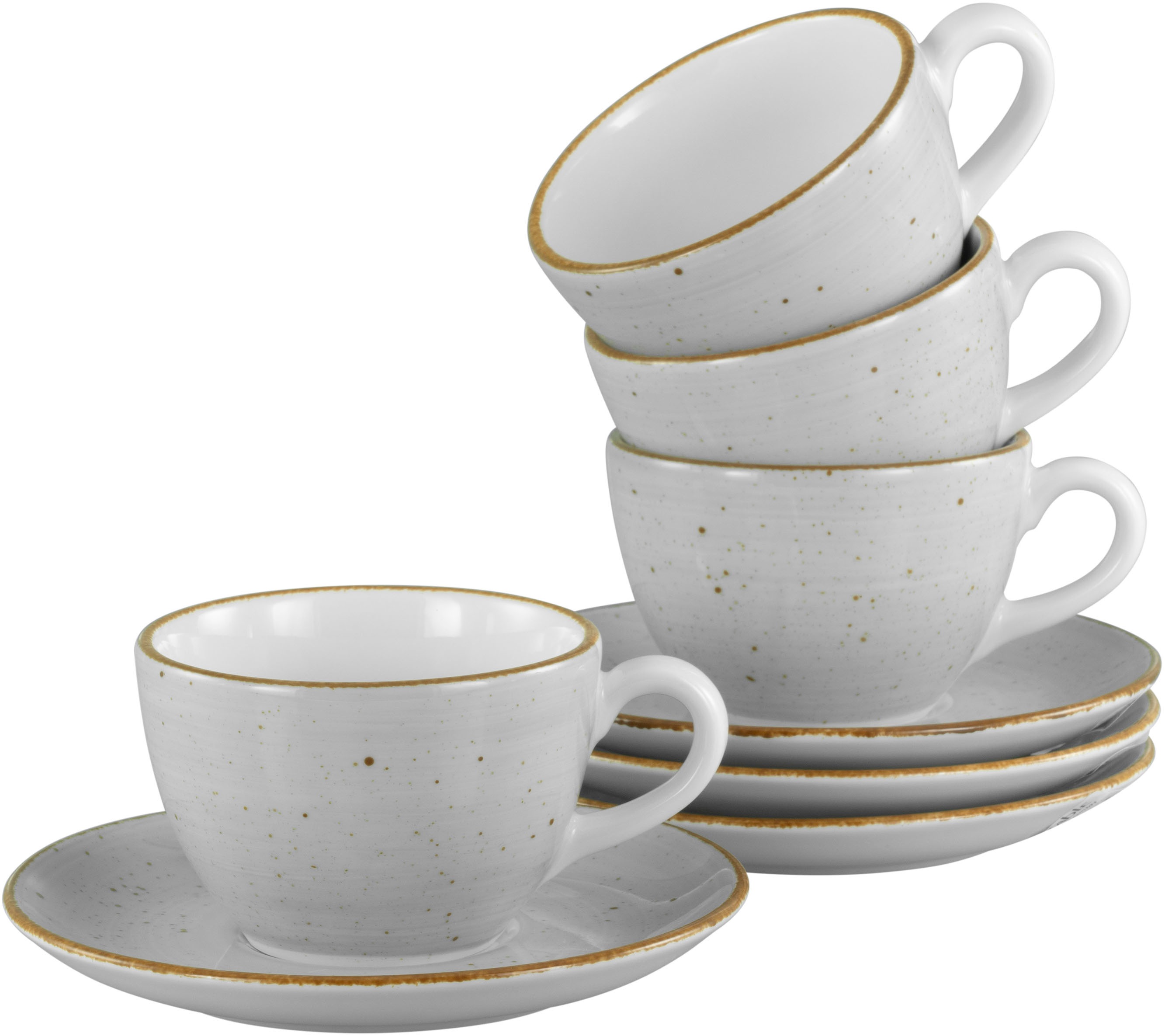 CREATABLE Tasse "Vintage Nature Stein, Kaffeetassen-Set, 8-tlg.", 8 Stk., grau, Trinkgefäße, Handgemalt, Gesprenkelt, Rustikales Außenband