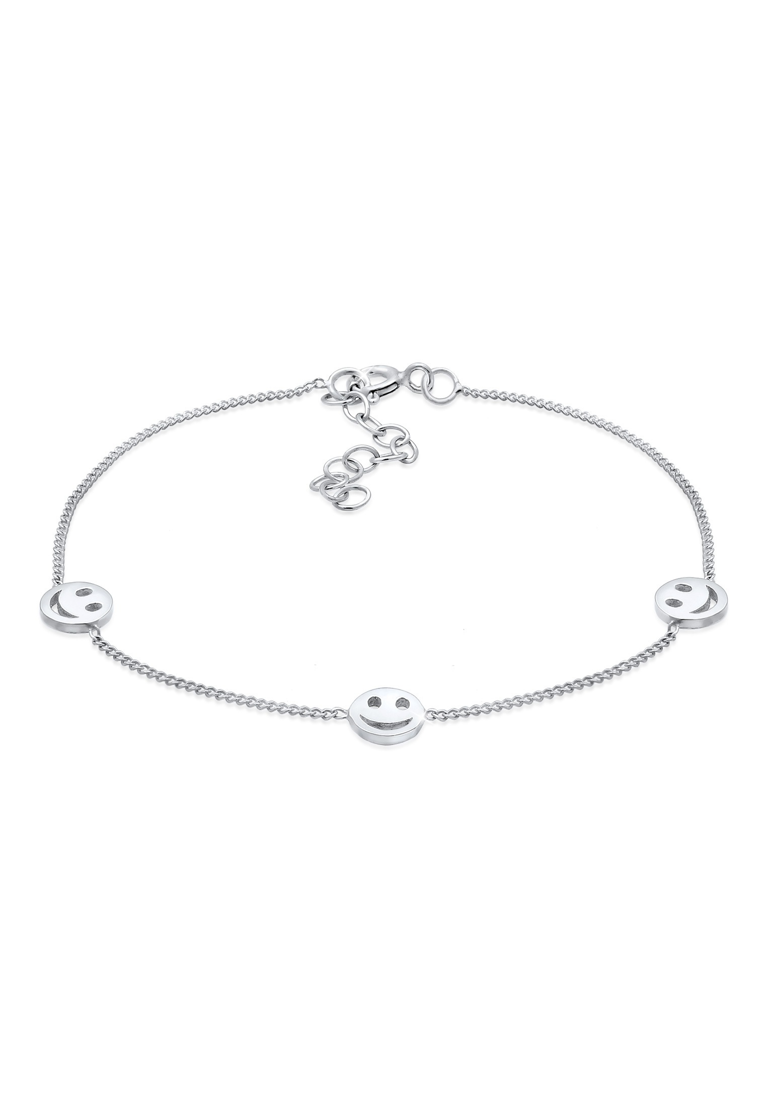ELLI Damen Armband "Smiling Plättchen Trend 925 Silber", 16cm, ohne Stein, Silber 925 (Sterlingsilber), silber, Silber 925 (Sterlingsilber), Armbänder