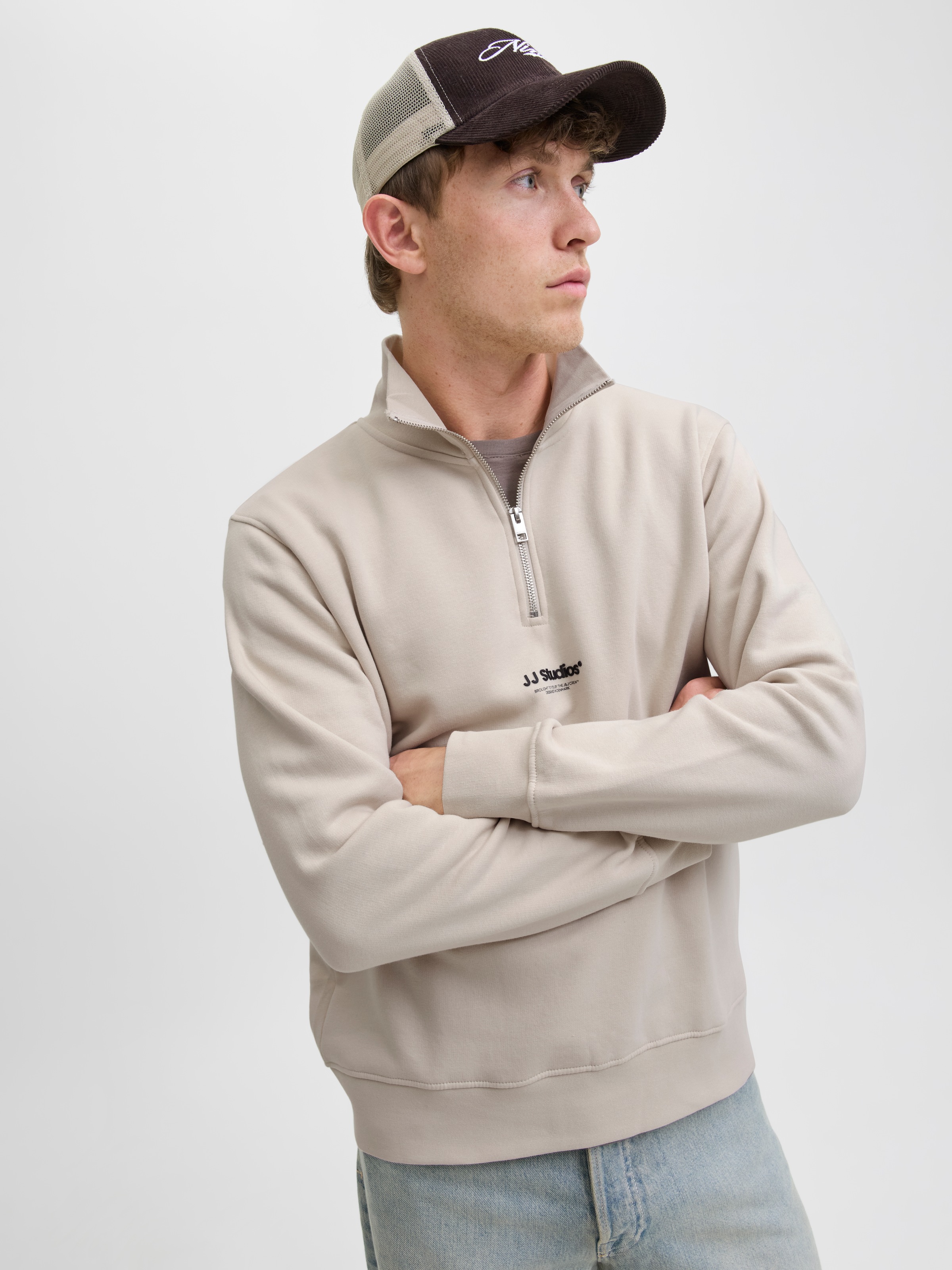 Jack & Jones Herren Sweatshirt JJESOHO SWEAT QUARTER ZIP - Relaxed Fit günstig online kaufen