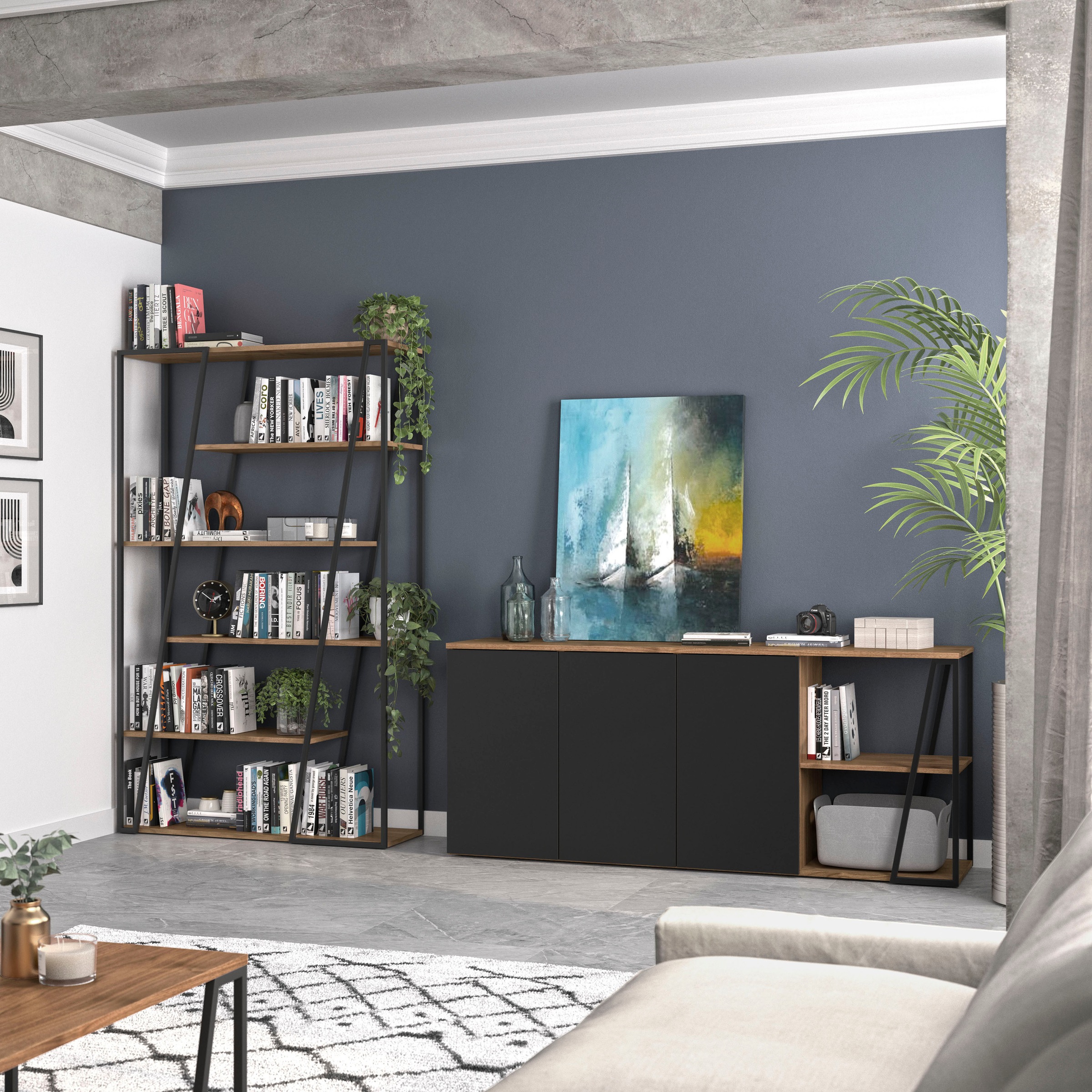 TemaHome Sideboard »Albi«, Kommode aus Echtholzfurnier mit Metallgestell, Breite 190 cm
