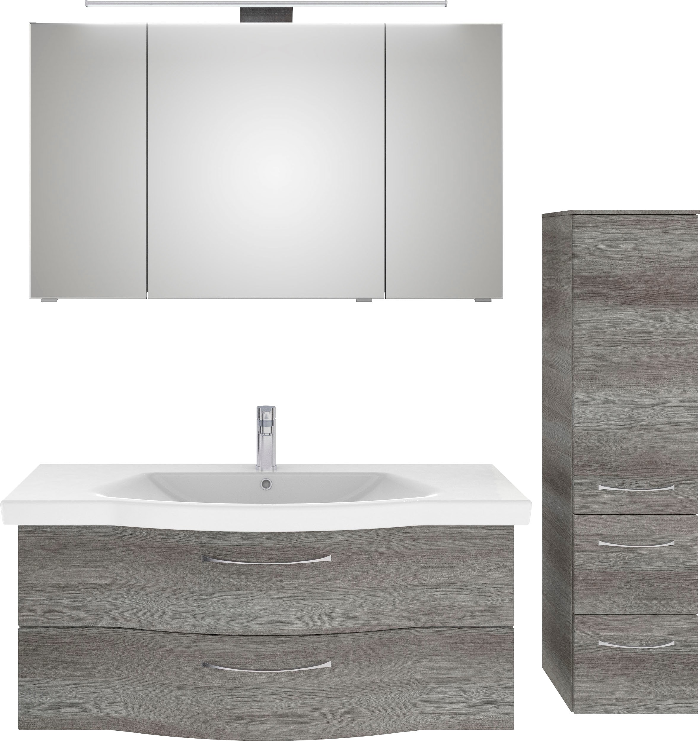 Saphir "6005 Sprint 3-teilig, Keramik-Waschtisch mit LED-Spiegelschrank" 4 Stk. tlg.