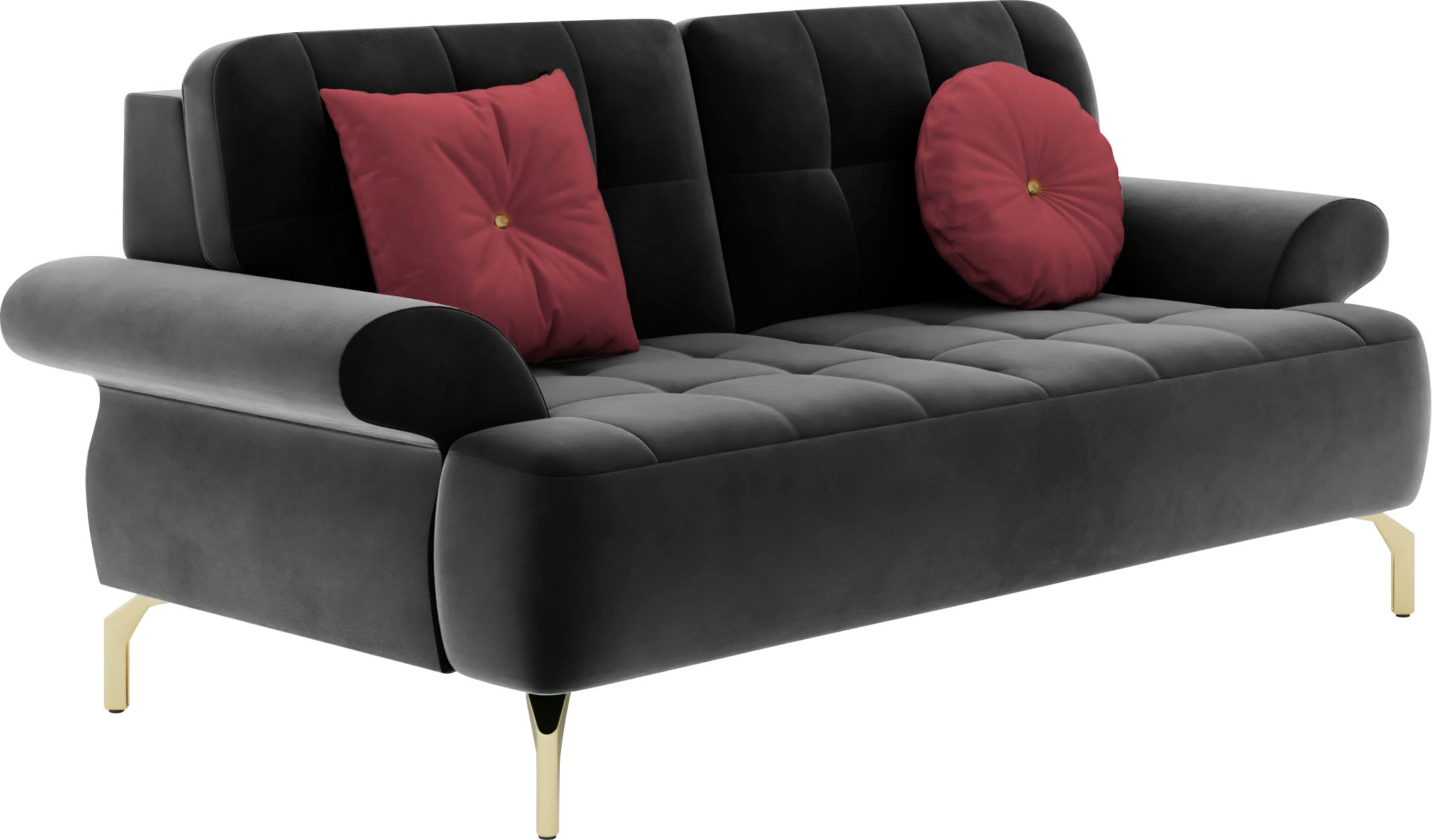 sit&more 2-Sitzer »Orient 1«, inkl. 2 Zierkissen mit Strass-Stein, goldfarbene Metallfüße