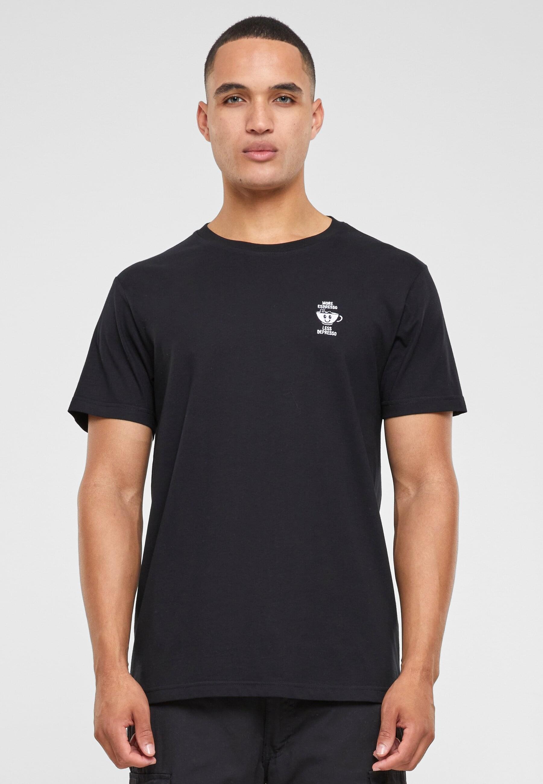 MisterTee T-Shirt »MisterTee Herren More Espresso Less Depresso Tee EMB«, (1 tlg.)