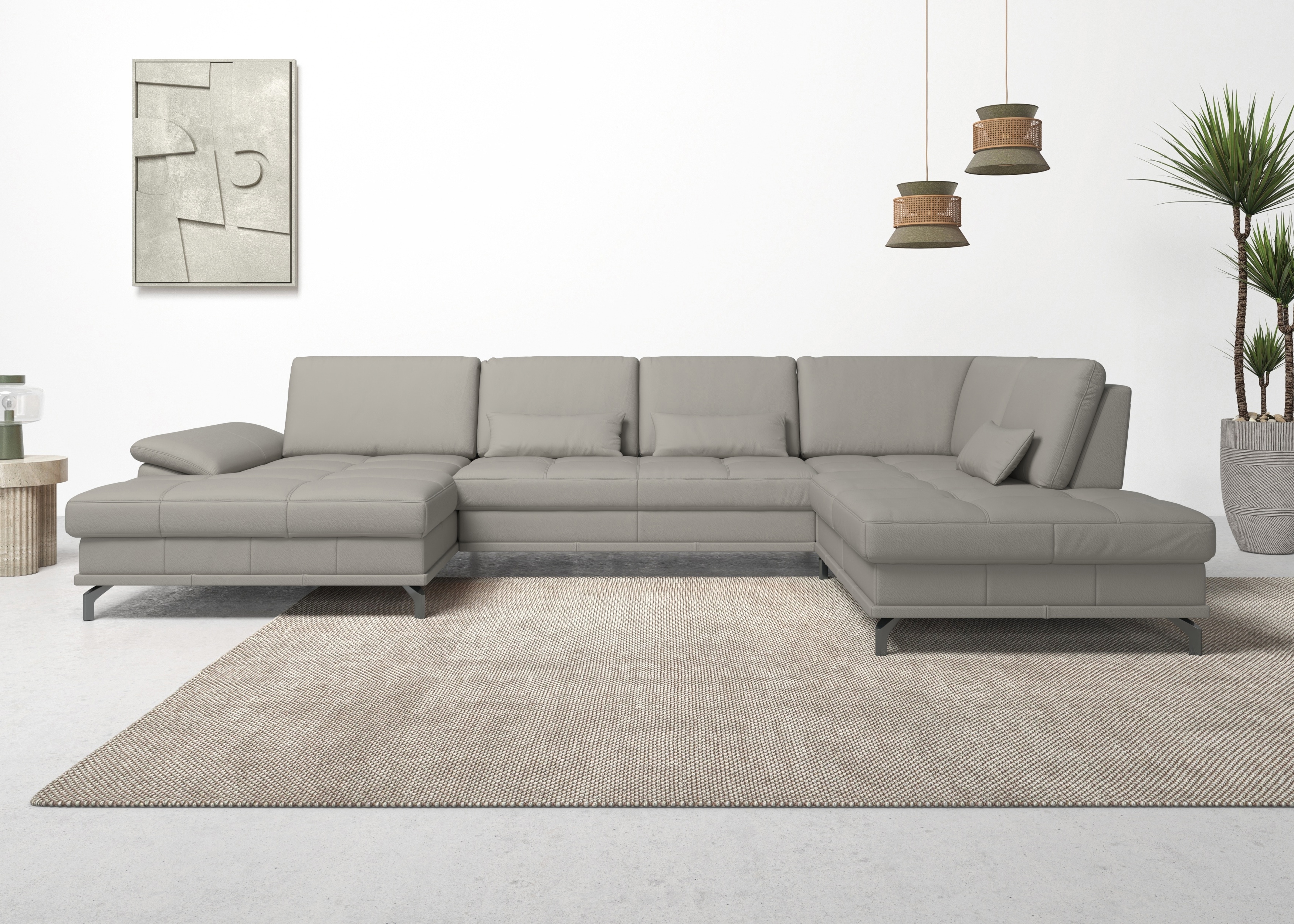 OTTO home Wohnlandschaft "Costello U-Form, B: 363 cm mit Sitztiefen-, Armteilverstellung &" 3 Nierenkissen, optional Schlaffunktion & Bettkasten