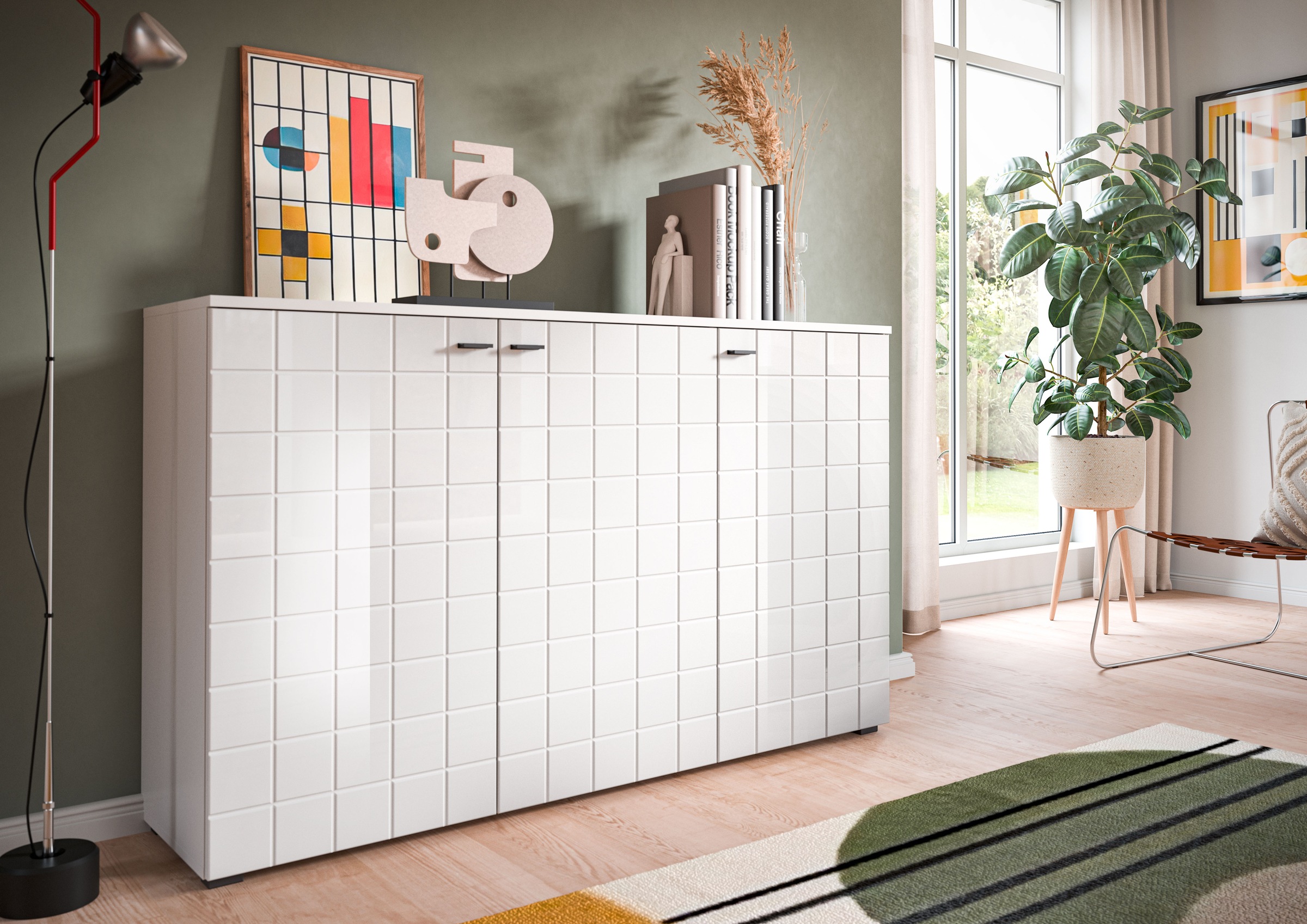 Home affaire Sideboard "Gora, Breite 138 cm, gefräste Front in Waffeloptik günstig online kaufen