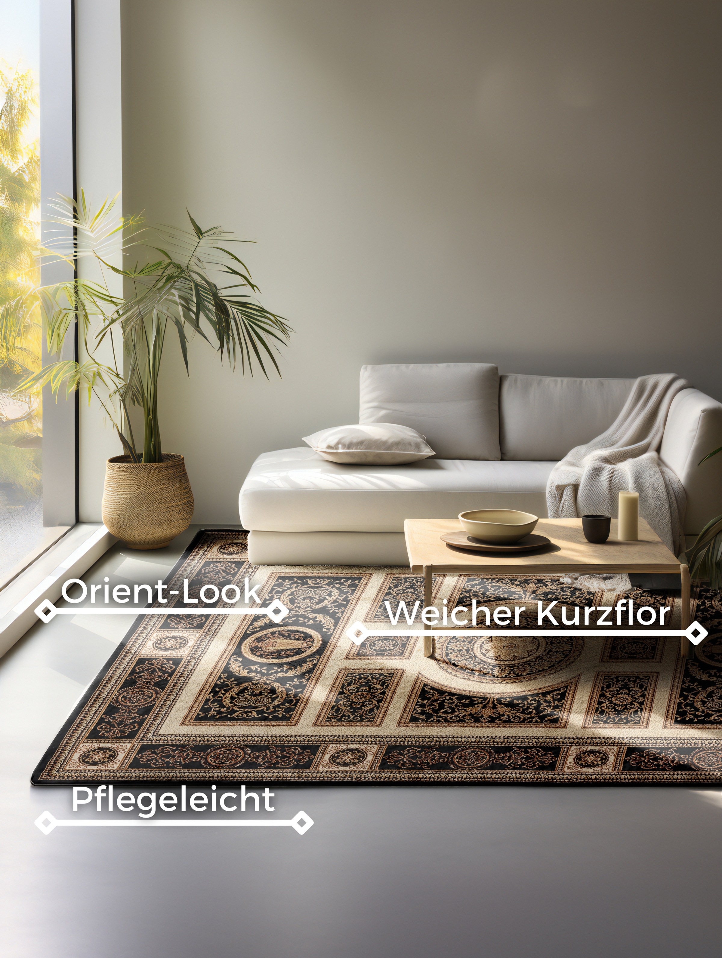 NORTHRUGS Teppich »Guzara«, rechteckig, 8 mm Höhe, Orient Optik, Läufer, strapazierfähig, pflegeleicht, robust