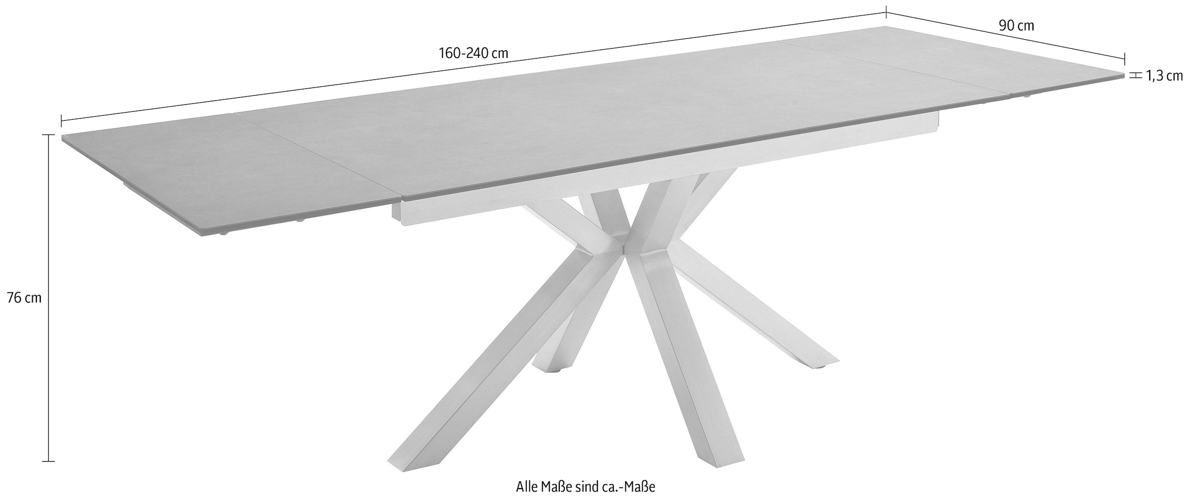 MCA furniture Esstisch »Nagano«, Esstisch Glas-Keramik mit Stirnauszug
