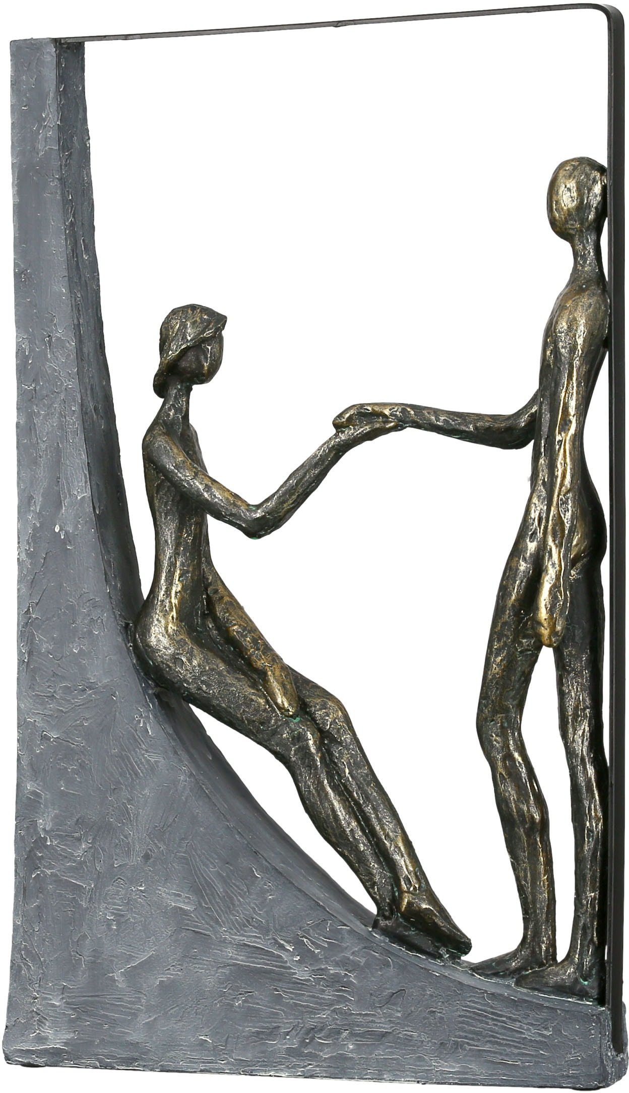 Casablanca by Gilde Dekofigur BAUR Höhe 37 Hands, cm, Holding Pärchen, St.), mit Spruchanhänger, (1 Dekoobjekt, bronzefarben/grau«, kaufen Wohnzimmer | »Skulptur