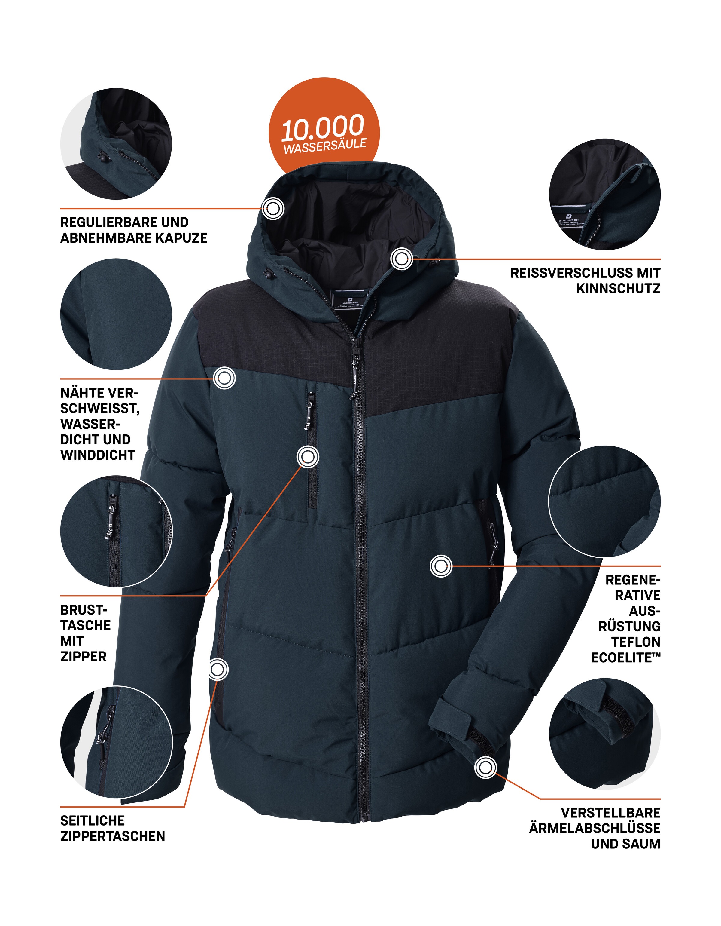 Killtec Steppjacke »KOW 84 MN QLTD JCKT« Winddicht und wasserabweisend, 10.000 mm Wassersäule, atmungsaktiv