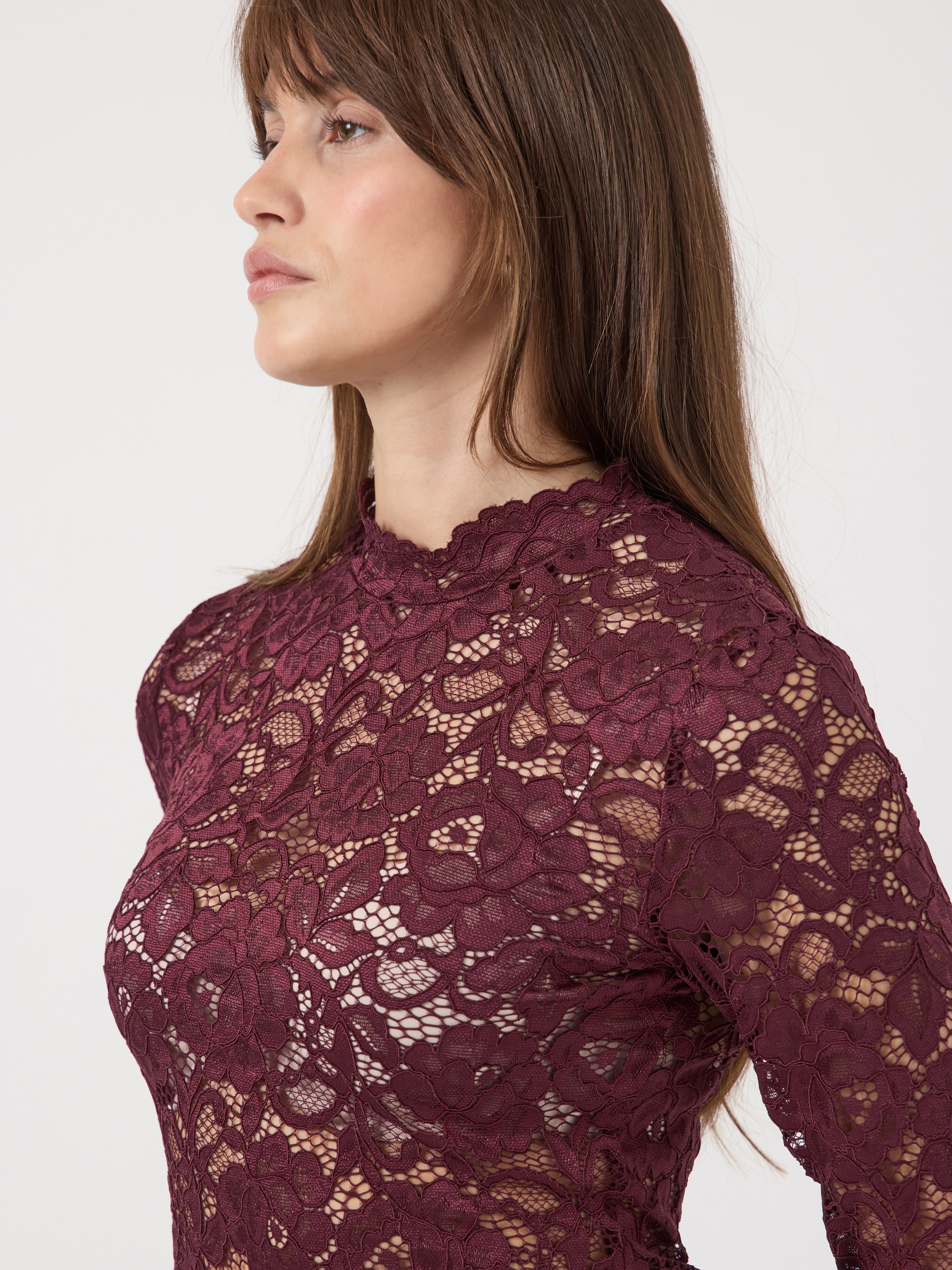 Y.A.S Langarmshirt »YASLACEY LS LACE TOP S. NOOS«