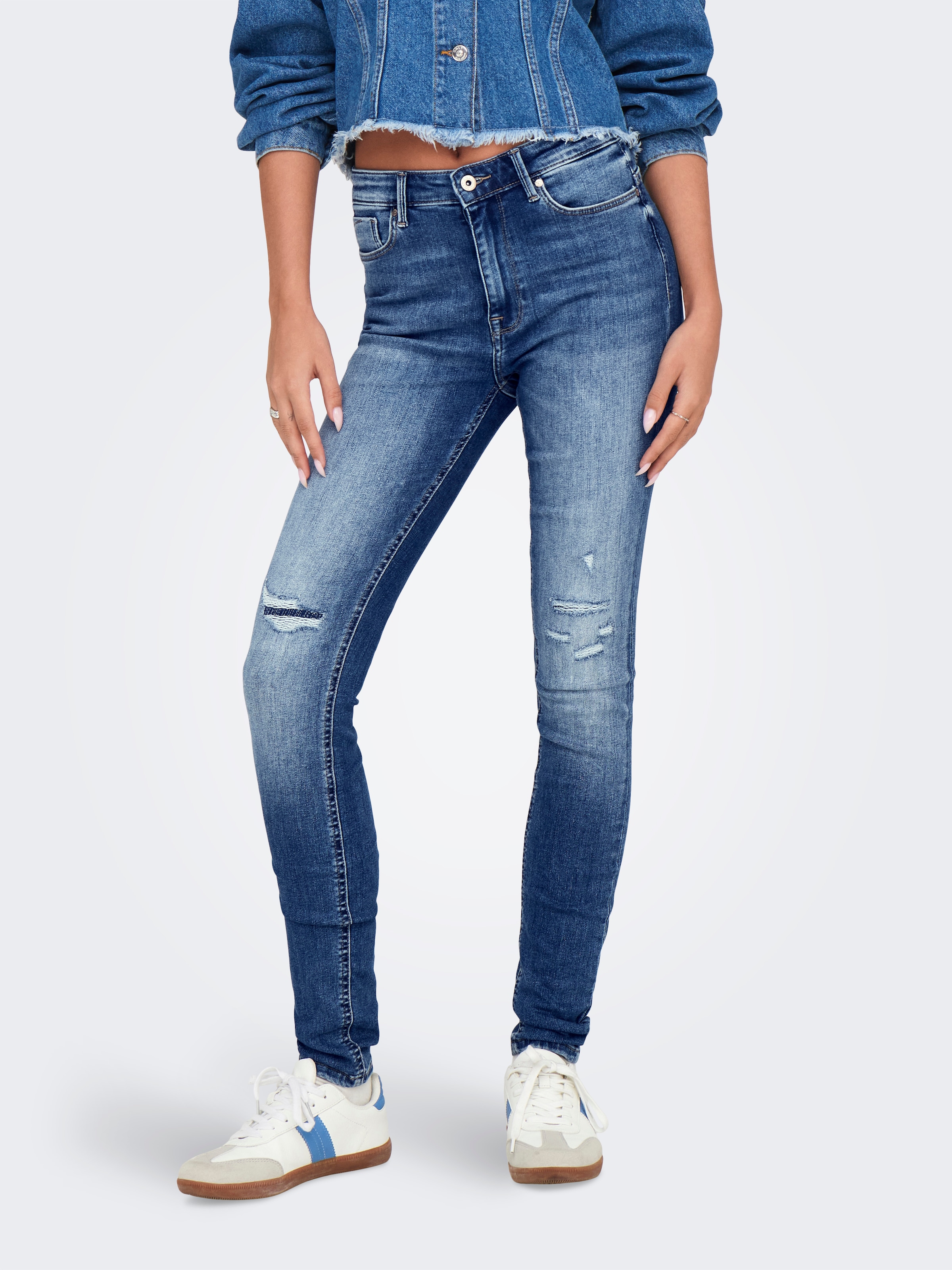 ONLY Skinny-fit-Jeans »ONLPAOLA HW SK REP DNM GEN X«, mit Destroyed Effekt