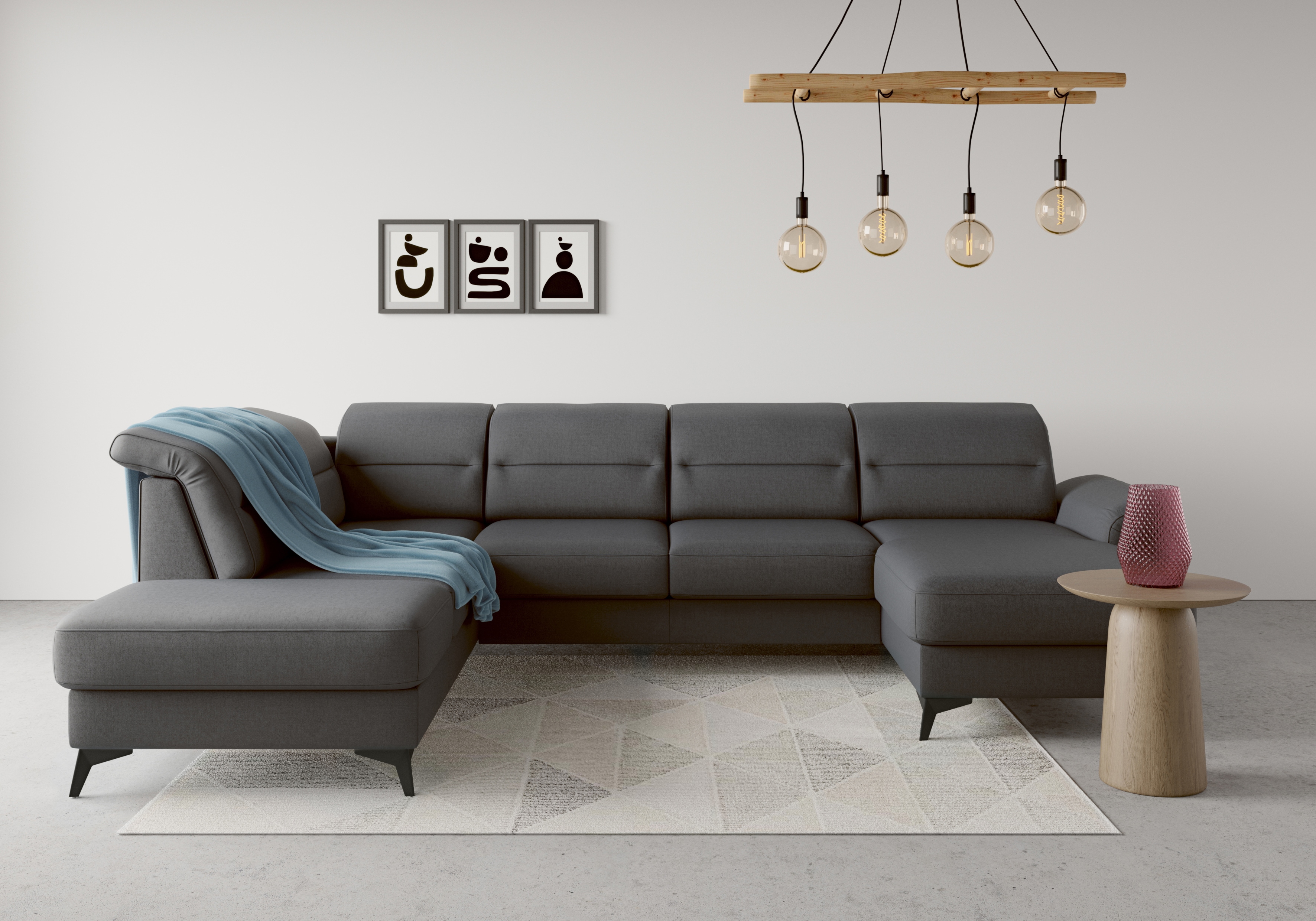 sit&more Wohnlandschaft "Sinatra U-Form" optional mit Kopfteilverstellung und Armteilfunktion, Metallfüße